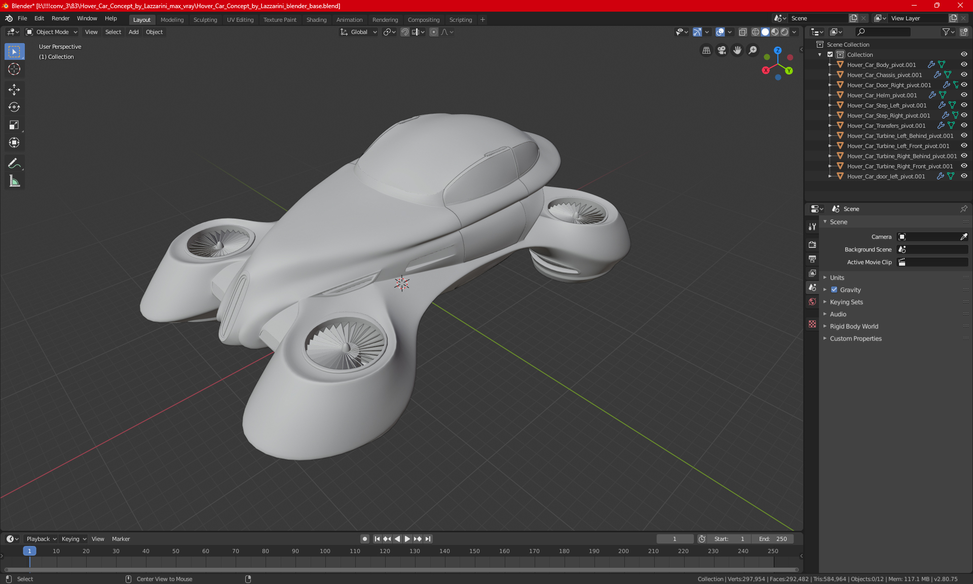 Hover Car Concept by Lazzarini Red 3D model