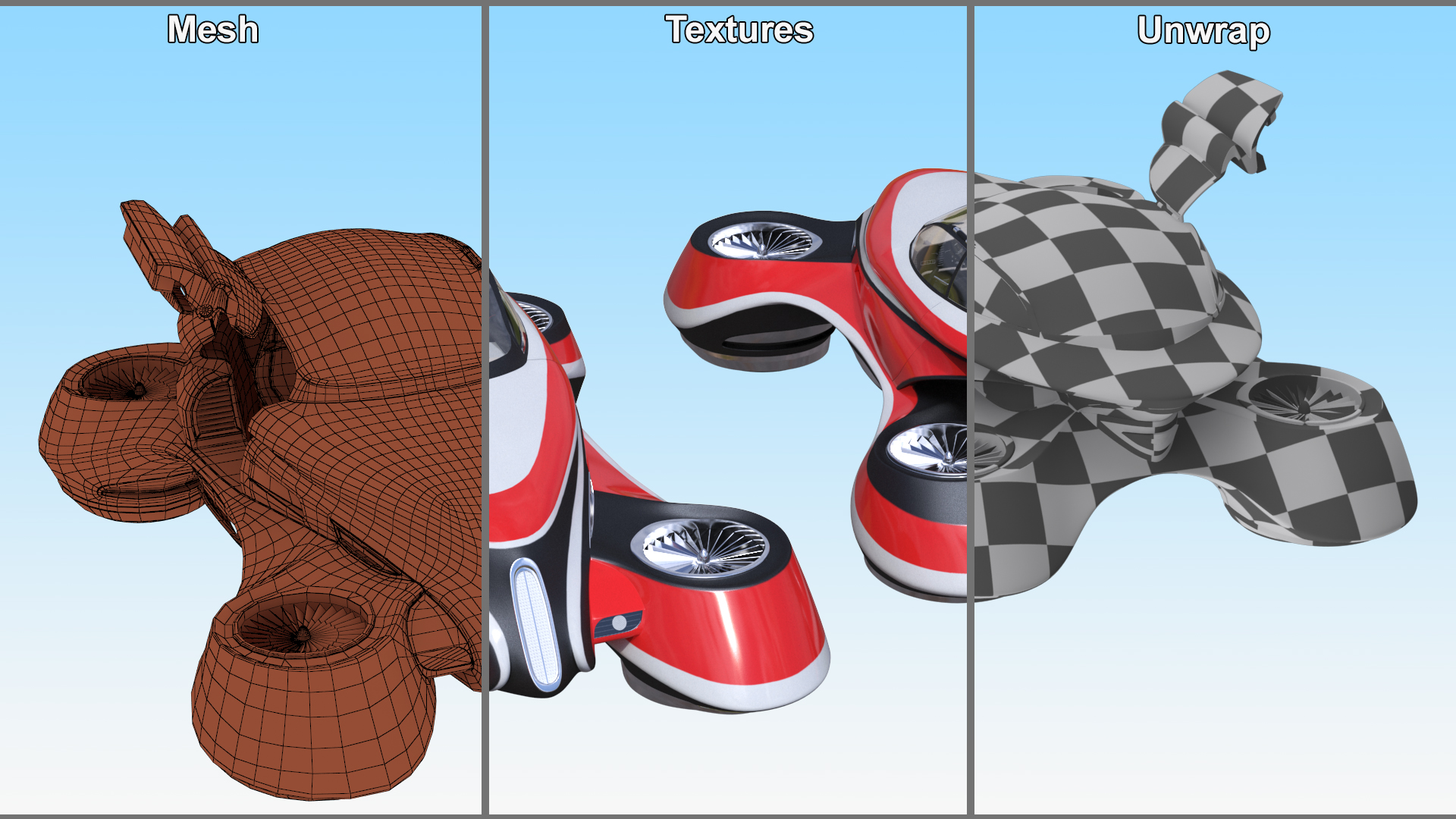 Hover Car Concept by Lazzarini Red 3D model