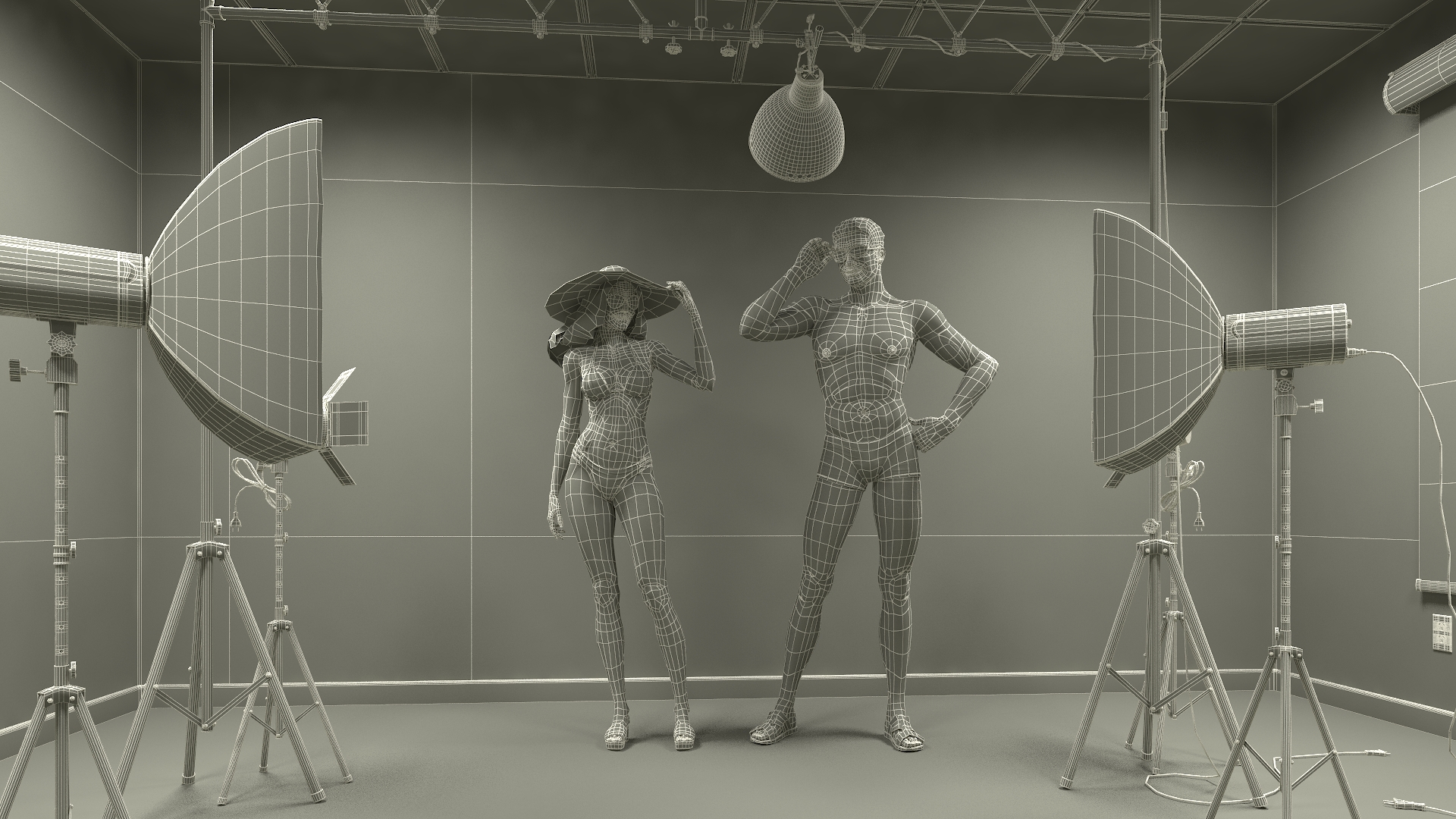 3D model Beachwear Fashion Photo Shoot Set with Male and Female Characters