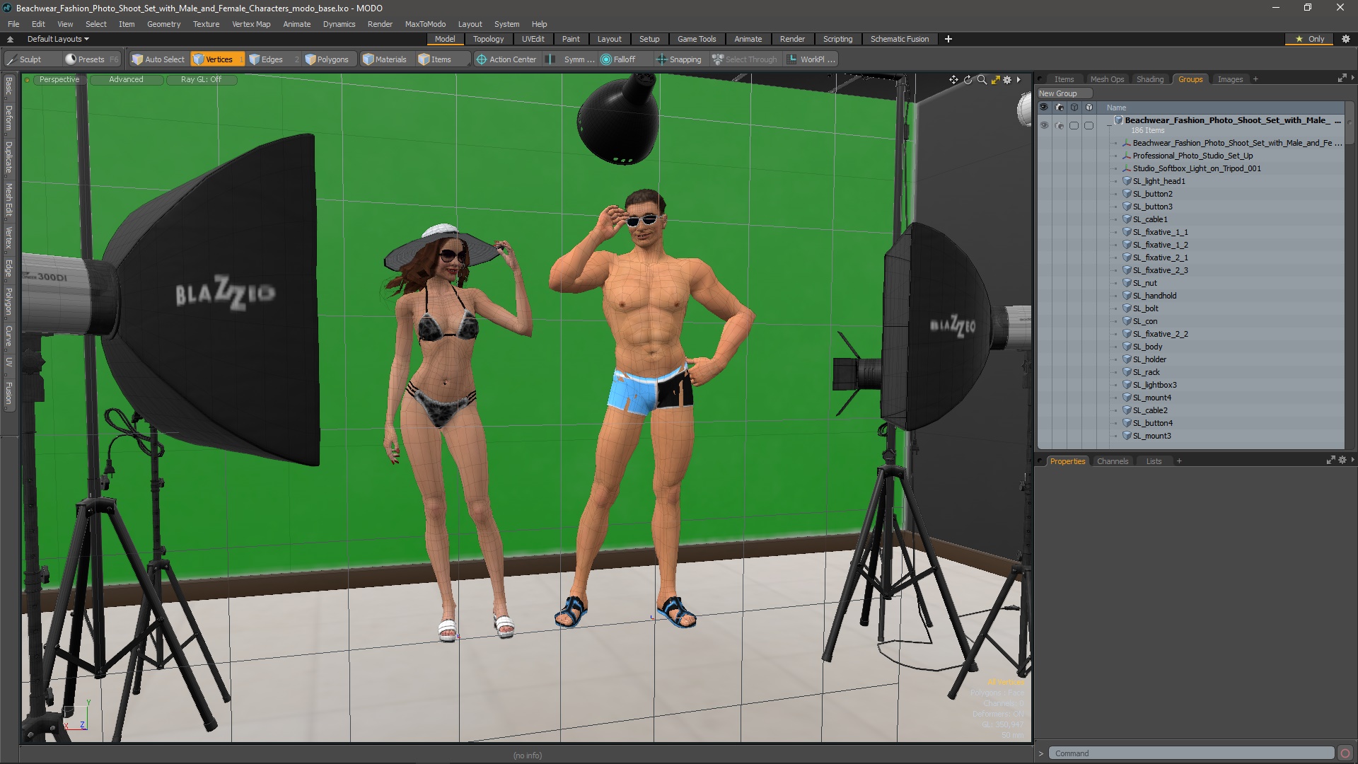 3D model Beachwear Fashion Photo Shoot Set with Male and Female Characters