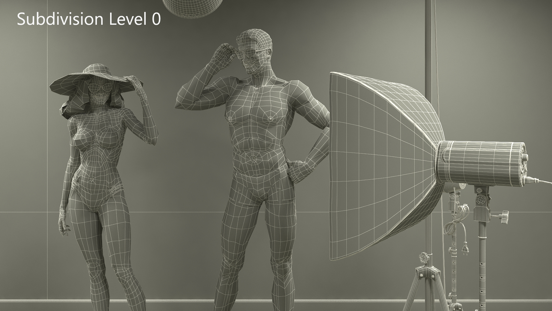 3D model Beachwear Fashion Photo Shoot Set with Male and Female Characters