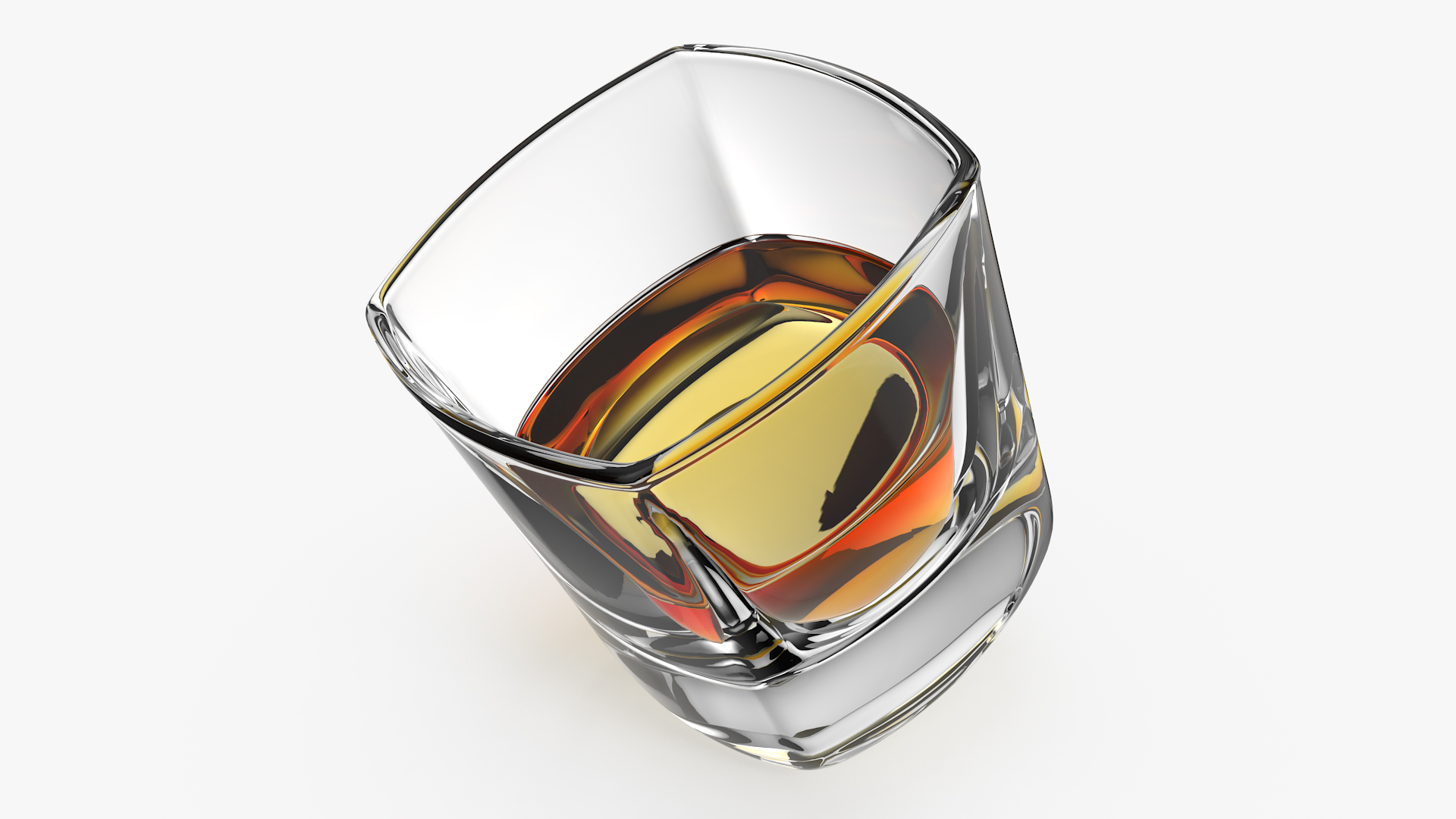Square Base Drinking Glass Thick Bottom With Whiskey 3D
