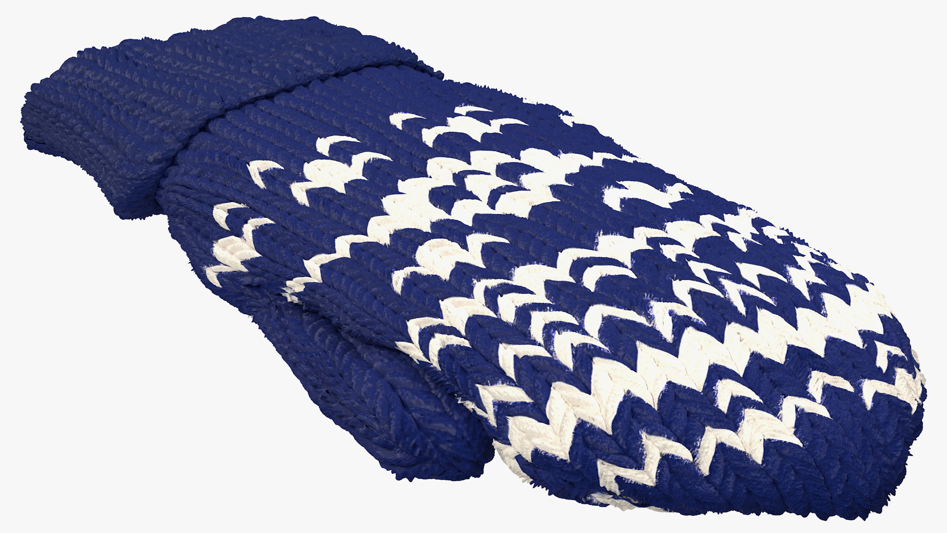 3D model Knitted Blue Wool Mittens