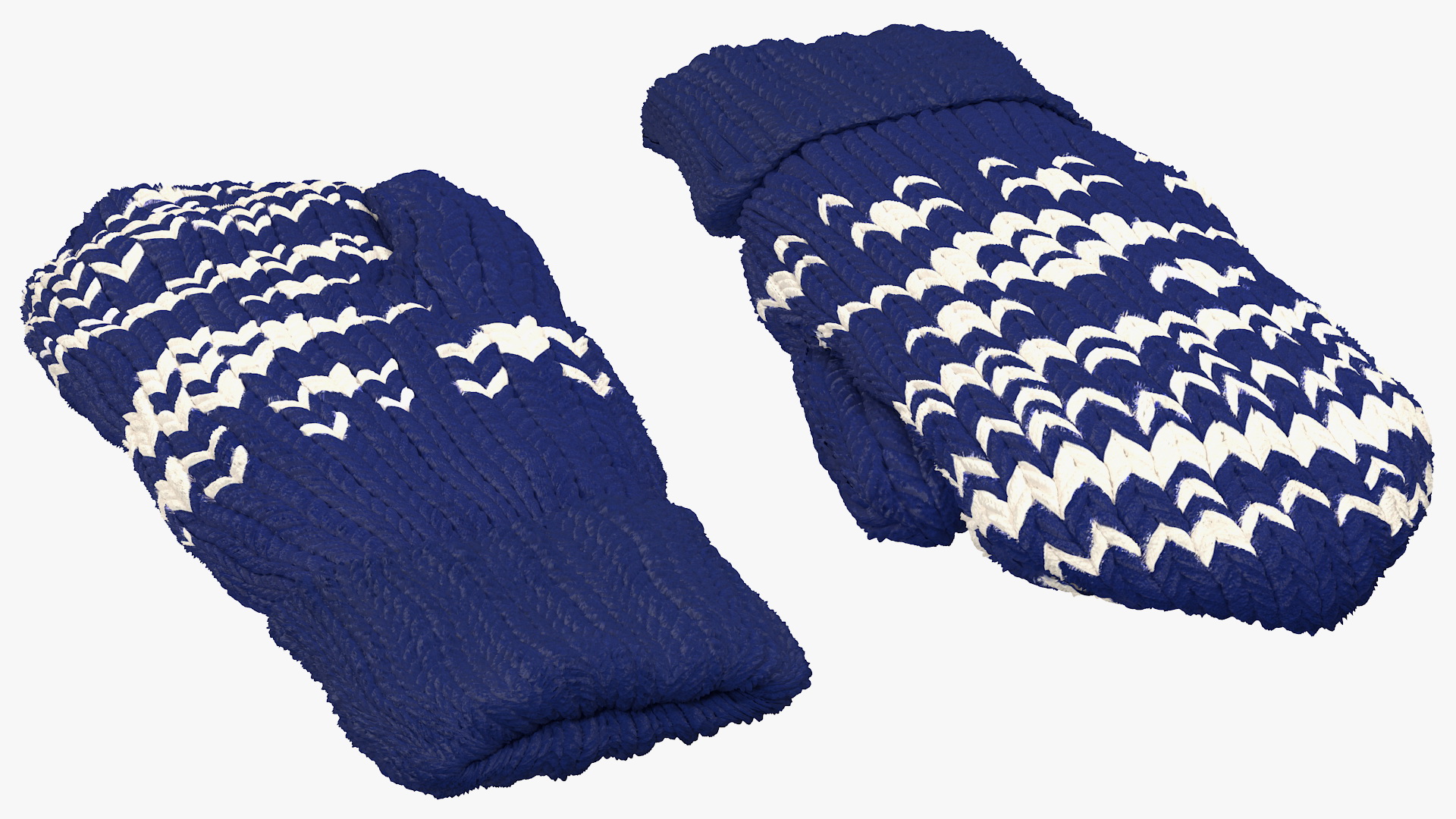 3D model Knitted Blue Wool Mittens