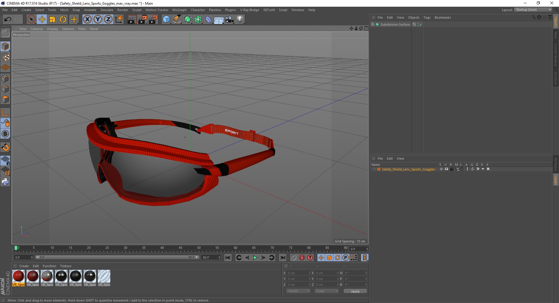 3D Safety Shield Lens Sports Goggles model