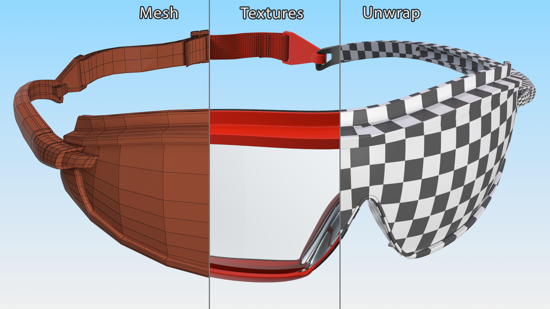 3D Safety Shield Lens Sports Goggles model