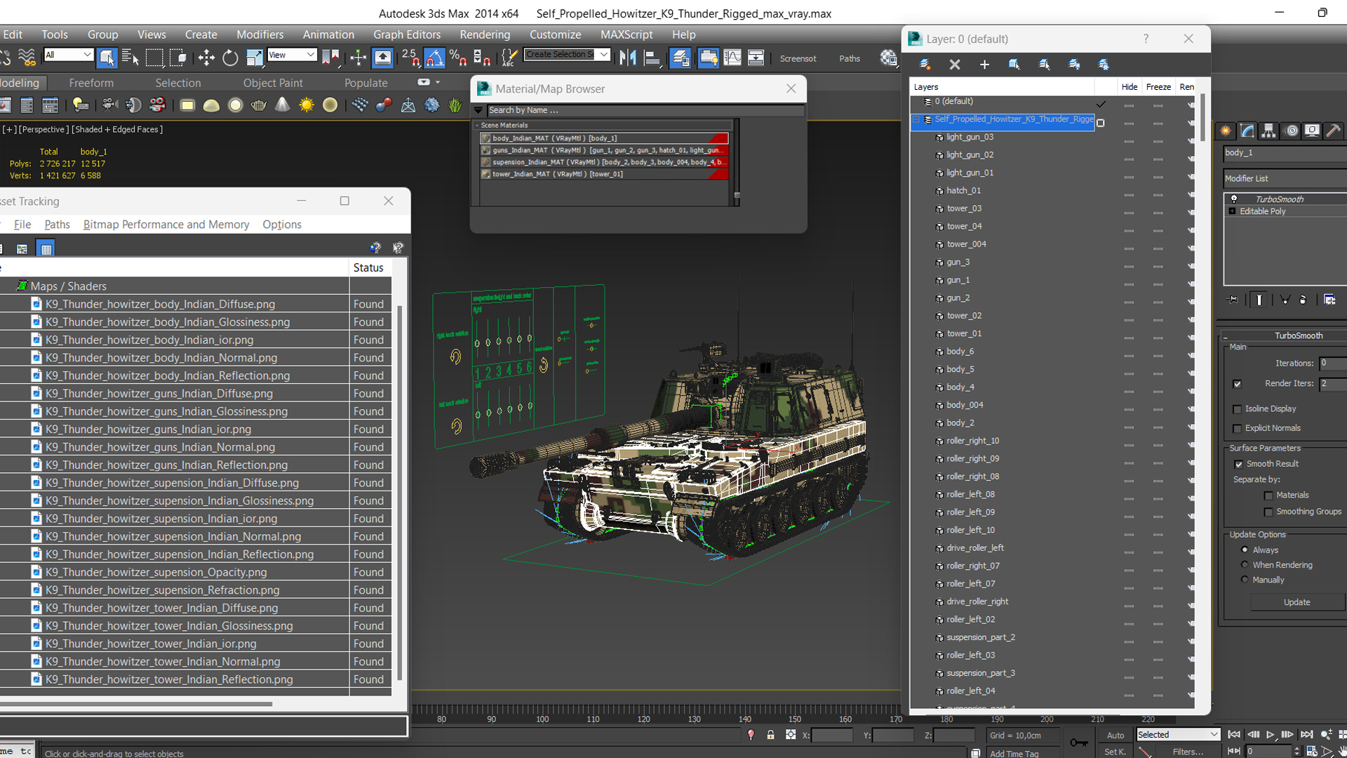 3D Self Propelled Howitzer K9 Thunder Rigged