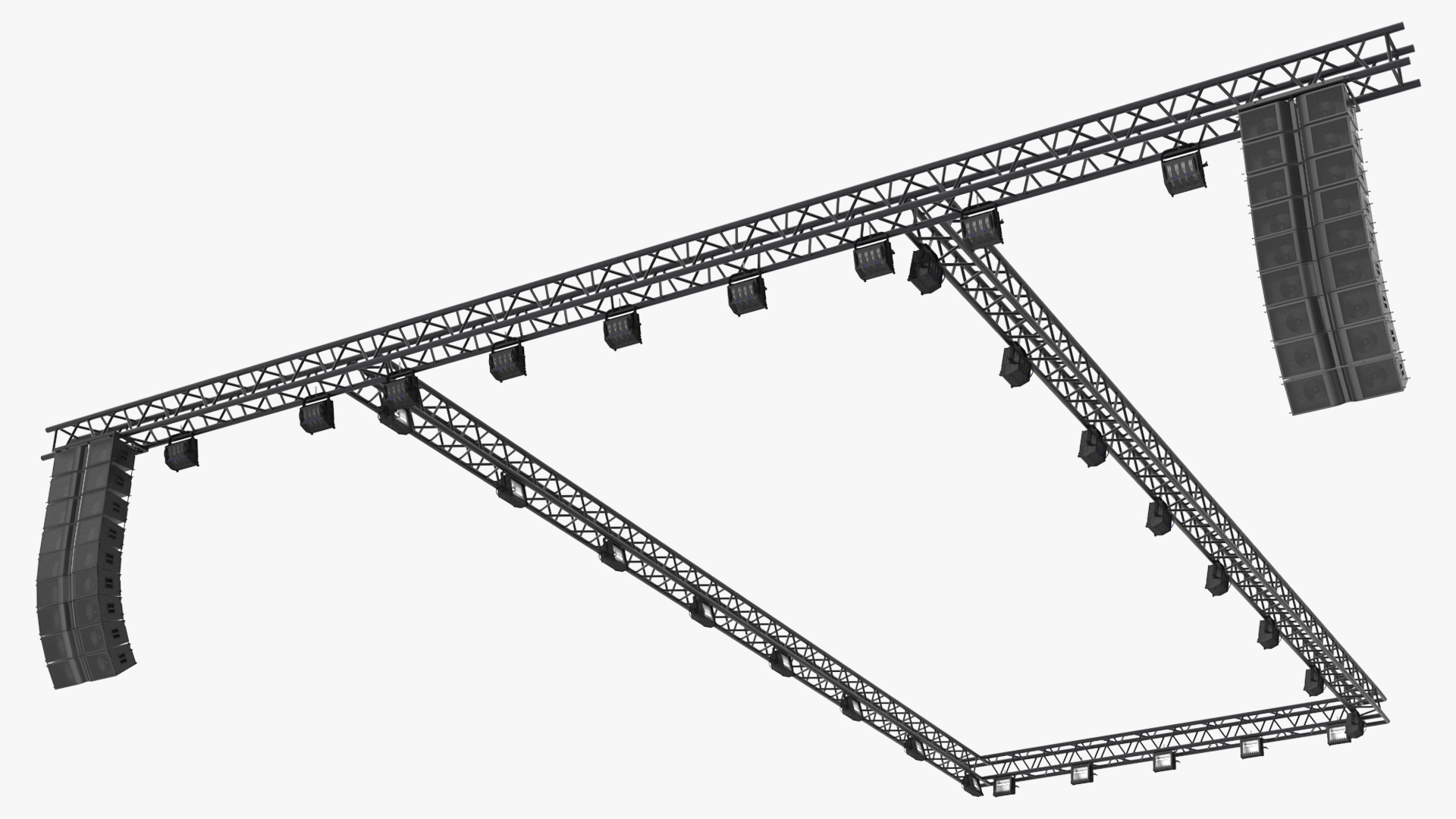 Event Truss Structure with Audio Line Arrays 3D model preview