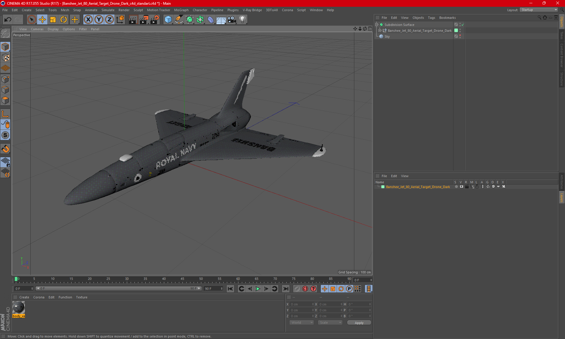 3D model Banshee Jet 80+ Aerial Target Drone Dark