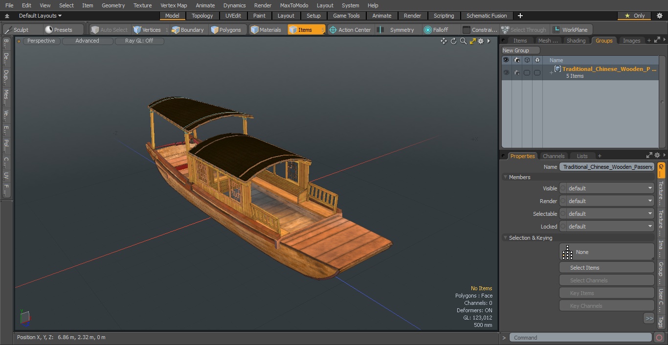 3D Traditional Chinese Wooden Passenger Boat