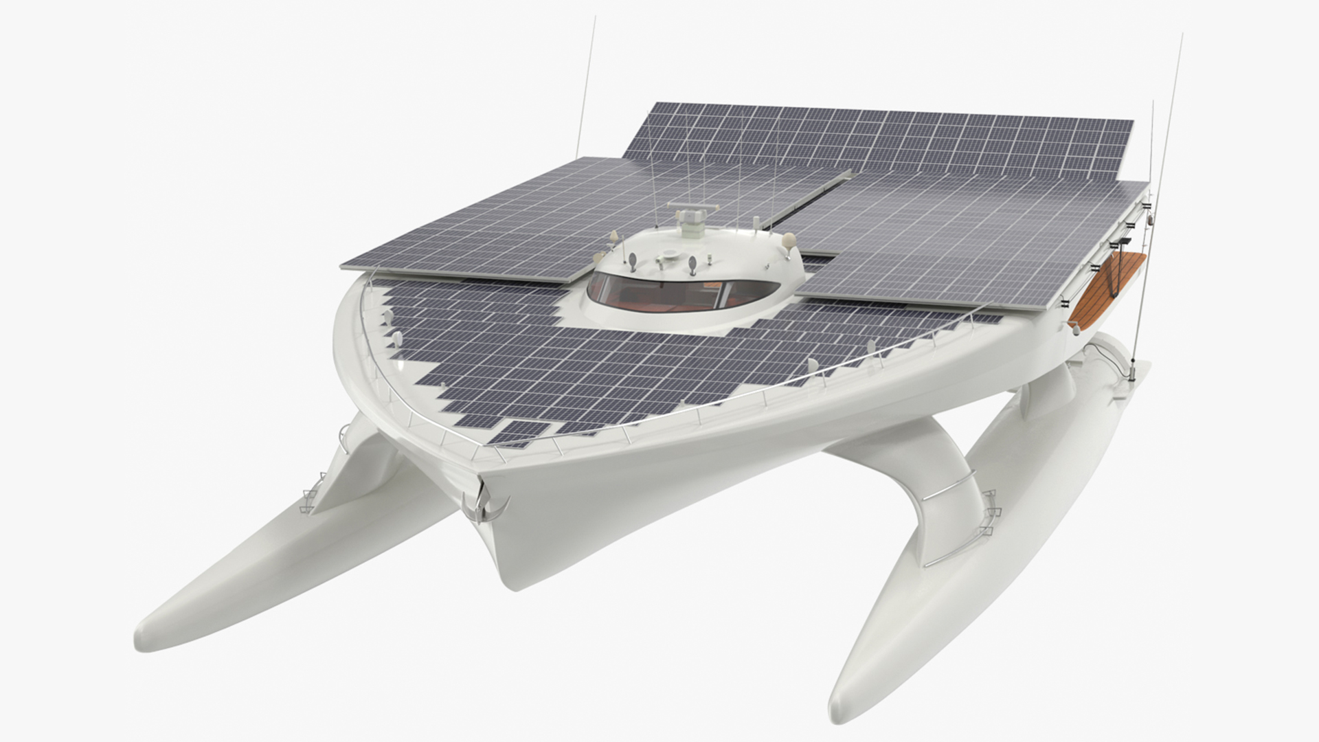 3D Solar Powered Yacht Simple Interior Rigged for Maya