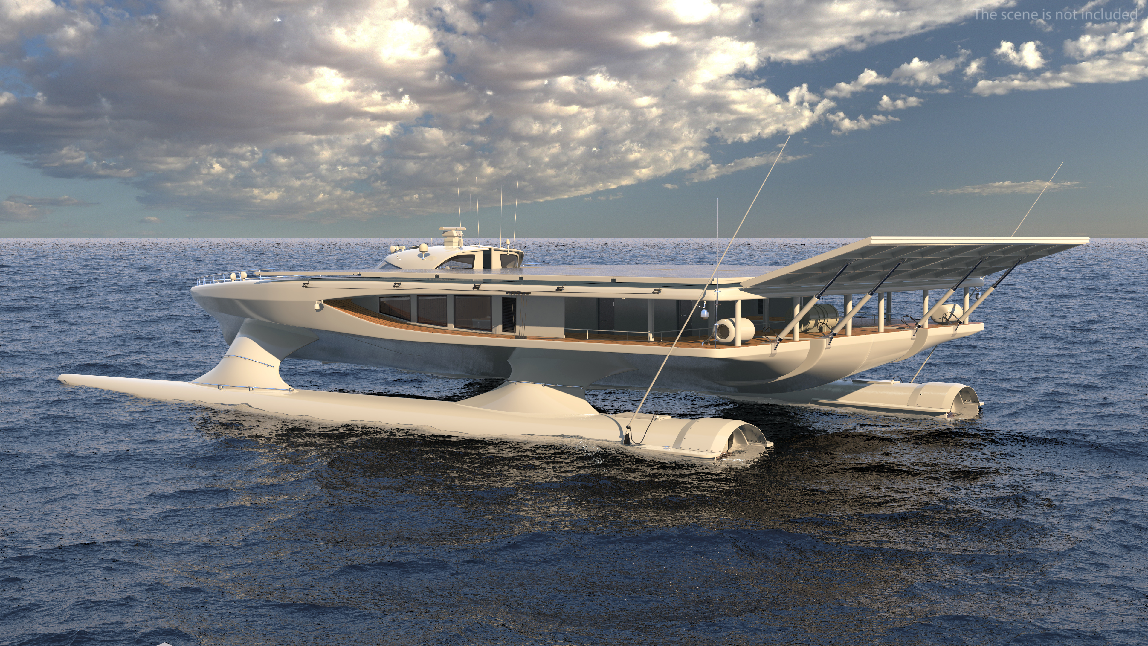 3D Solar Powered Yacht Simple Interior Rigged for Maya