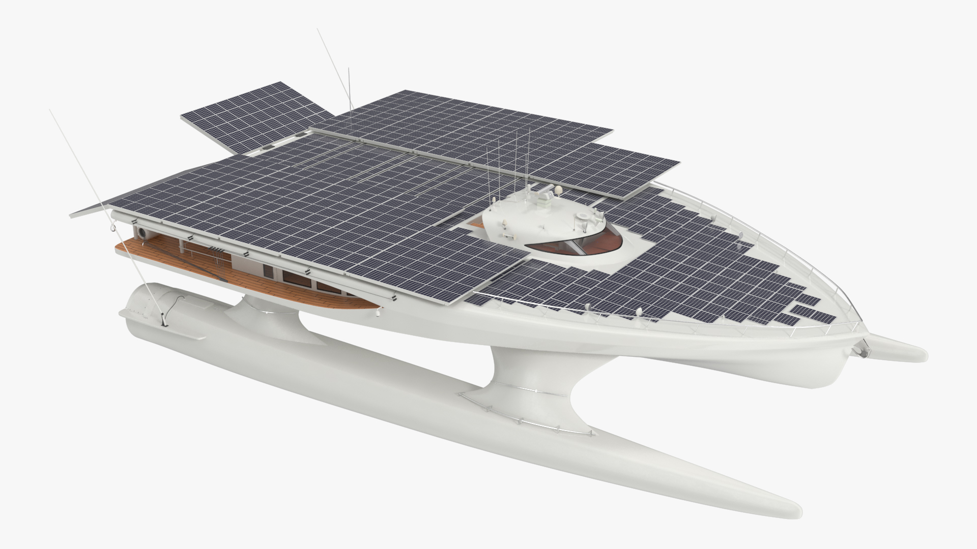 3D Solar Powered Yacht Simple Interior Rigged for Maya