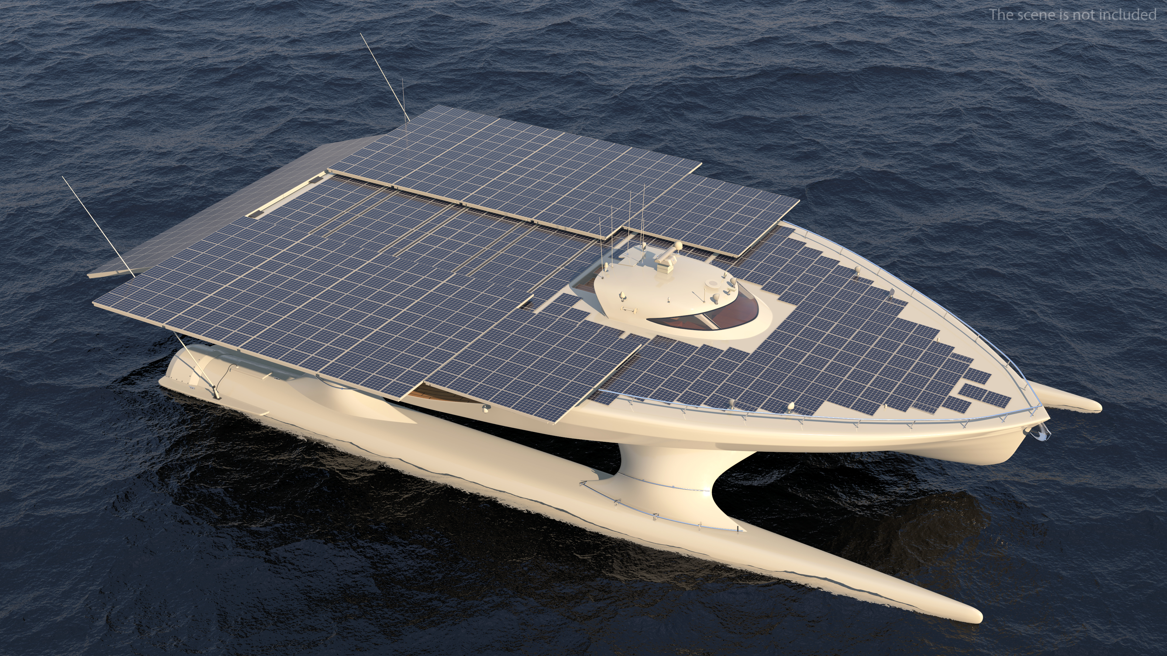 3D Solar Powered Yacht Simple Interior Rigged for Maya