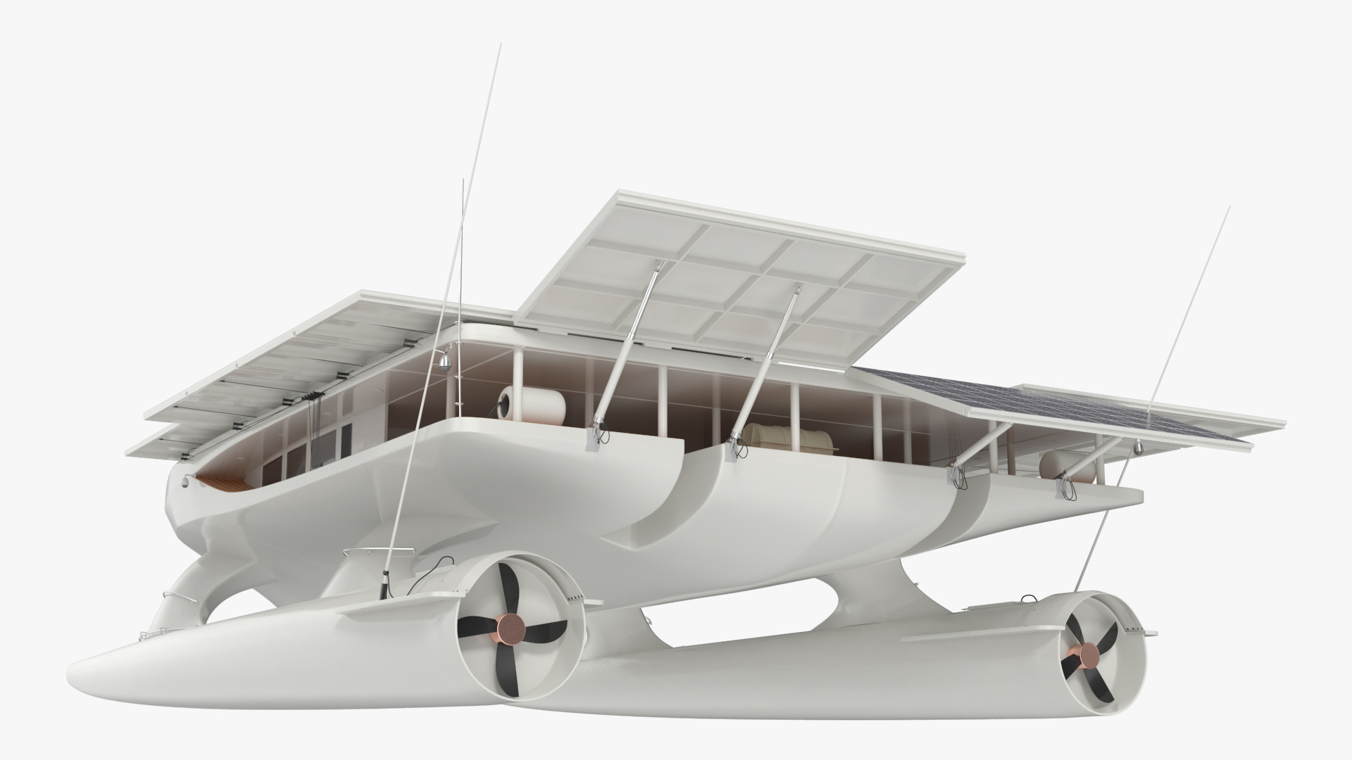 3D Solar Powered Yacht Simple Interior Rigged for Maya