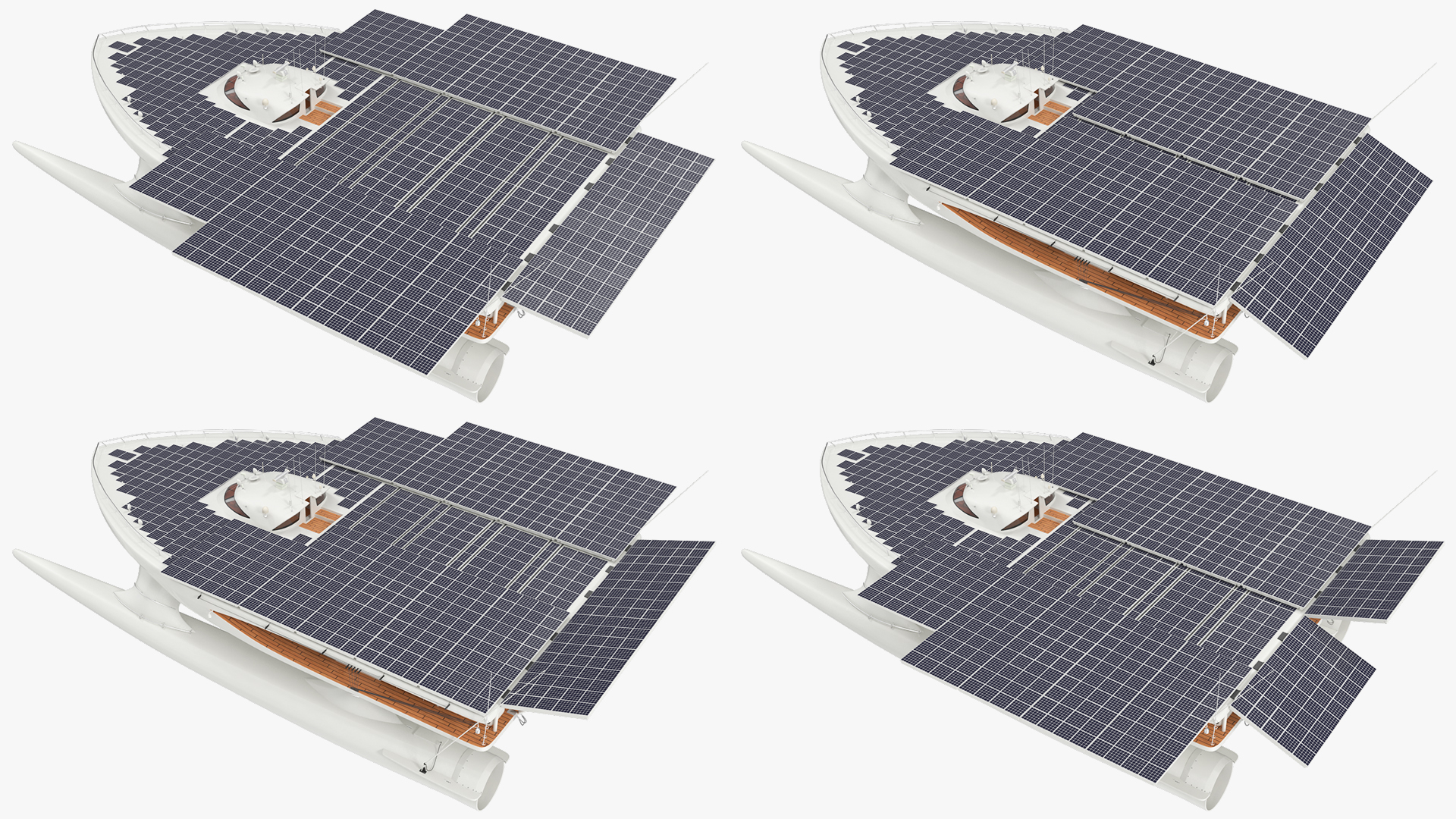 3D Solar Powered Yacht Simple Interior Rigged for Maya