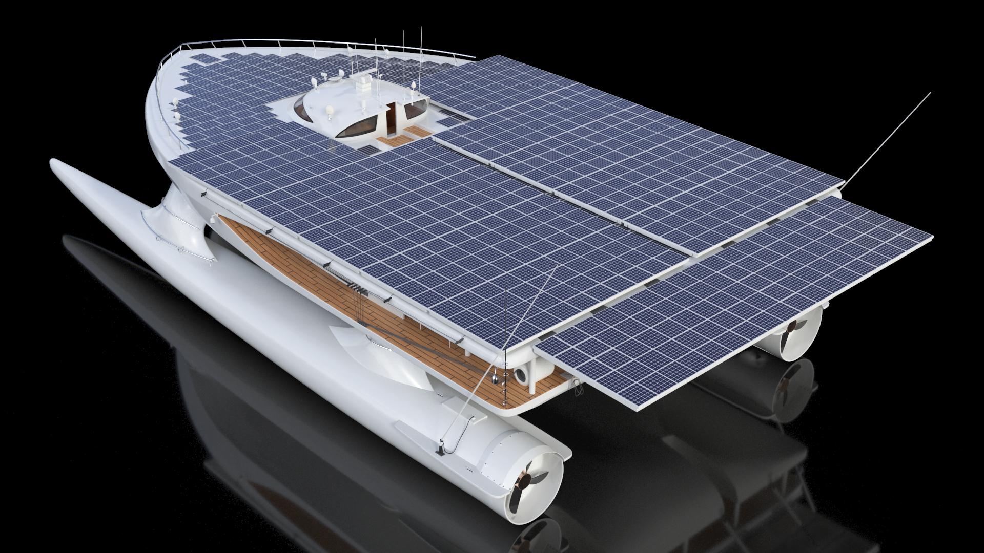 3D Solar Powered Yacht Simple Interior Rigged for Maya