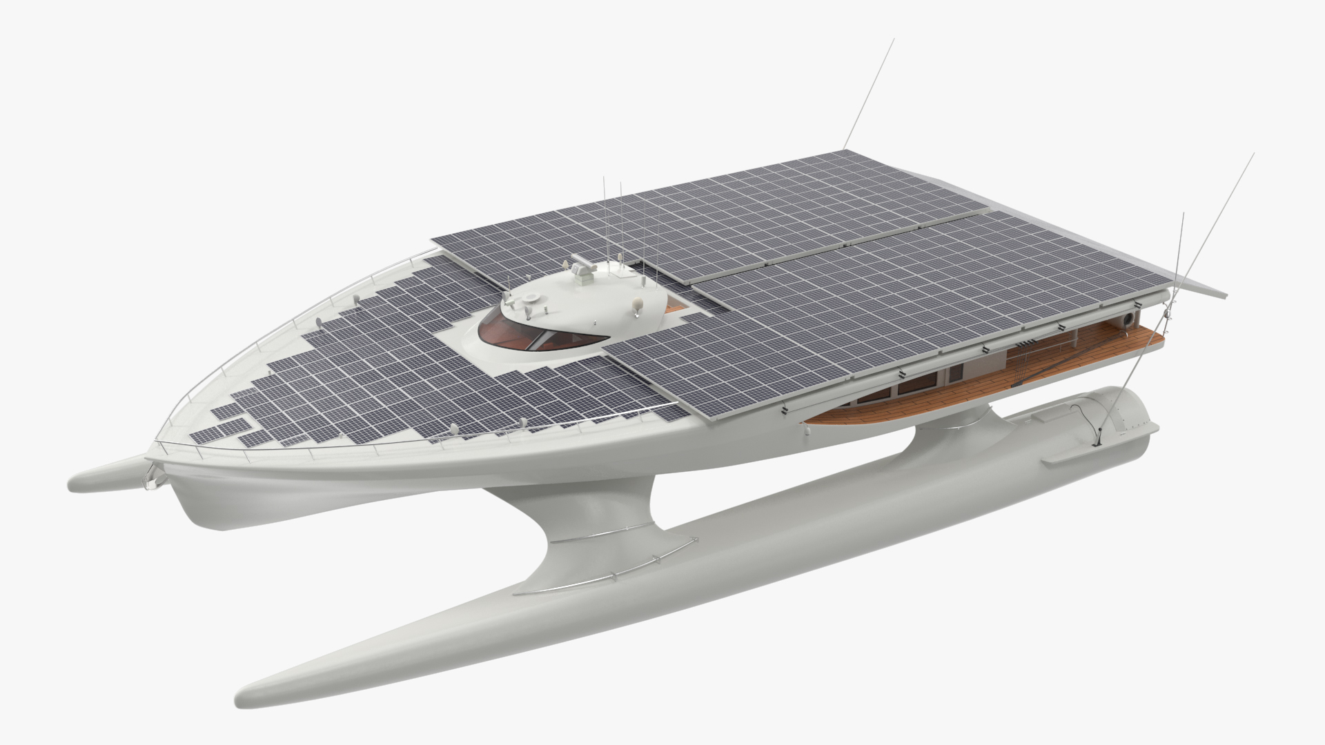 3D Solar Powered Yacht Simple Interior Rigged for Maya