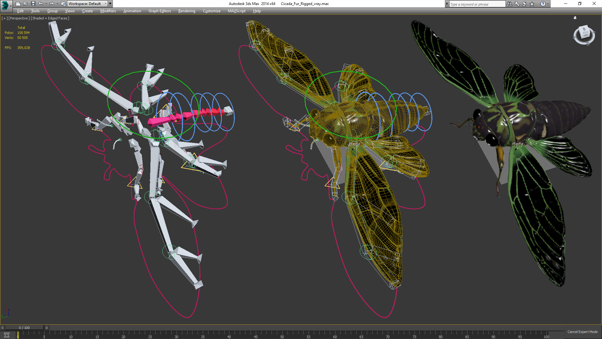 Cicada Fur Rigged 3D