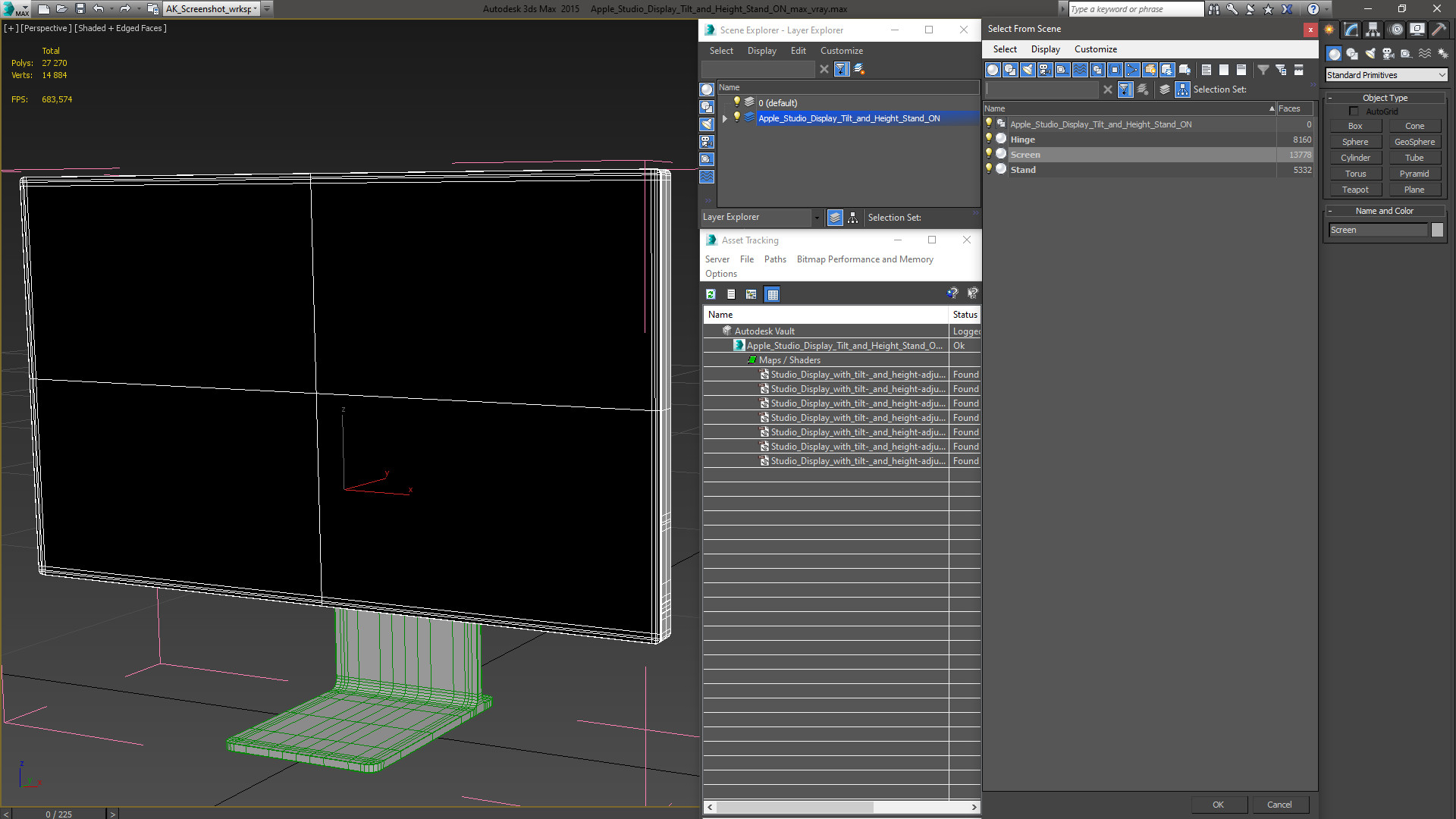 3D model Apple Studio Display Tilt and Height Stand ON