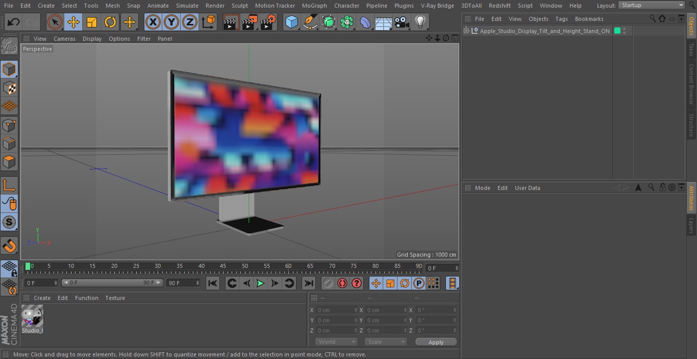 3D model Apple Studio Display Tilt and Height Stand ON