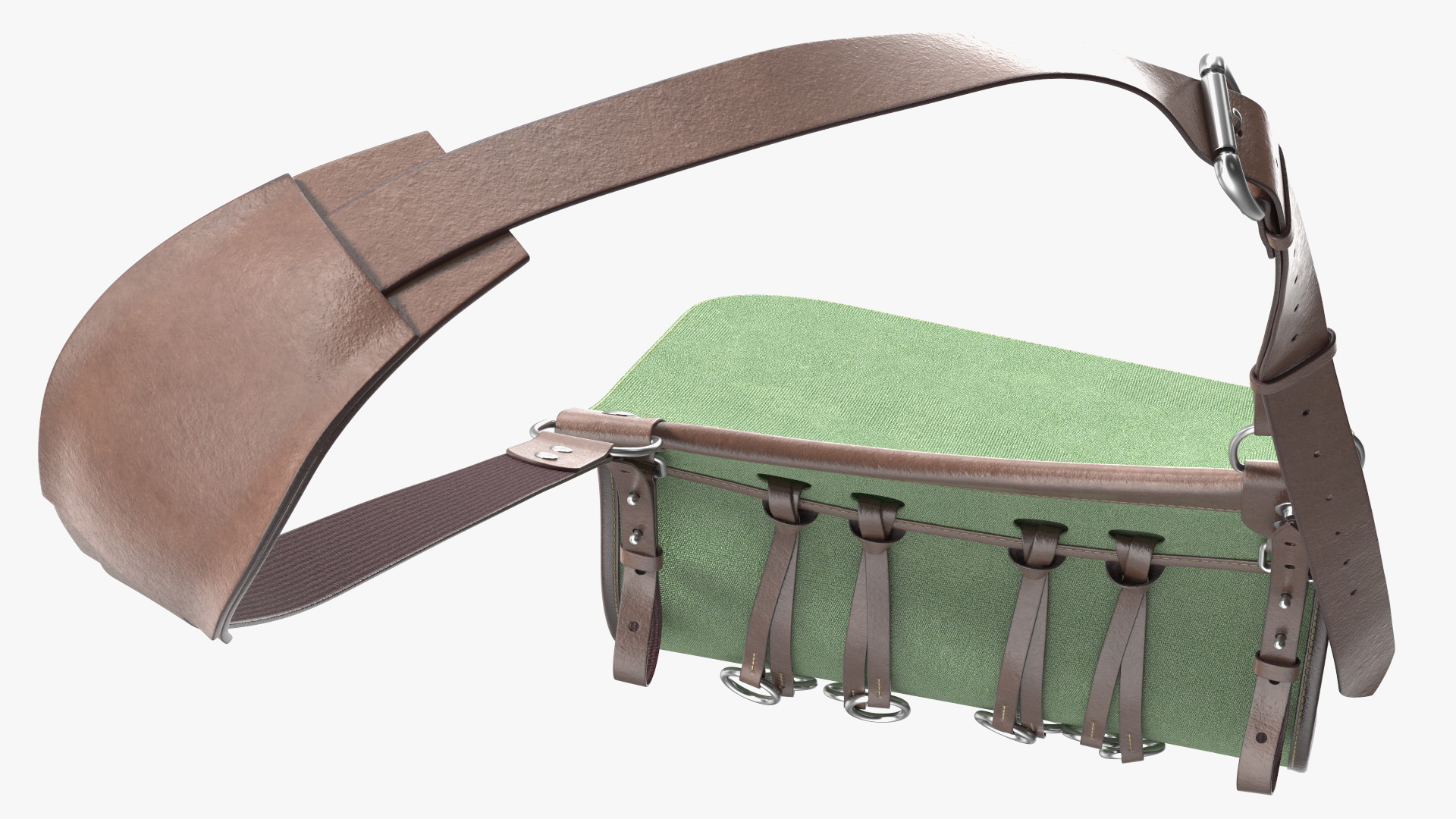 3D Green Vintage Leather Hunting Crossbody Bag model
