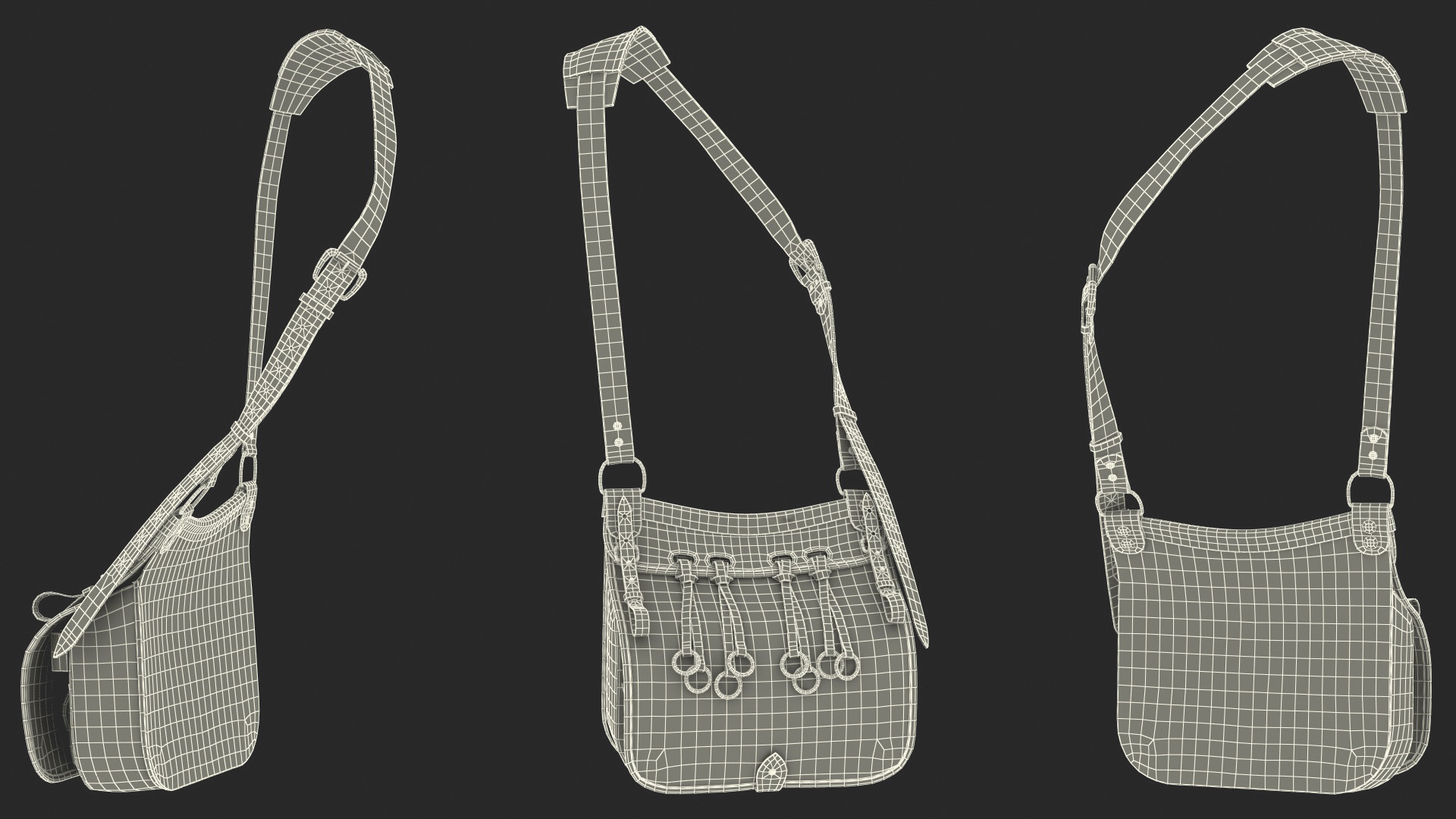3D Green Vintage Leather Hunting Crossbody Bag model