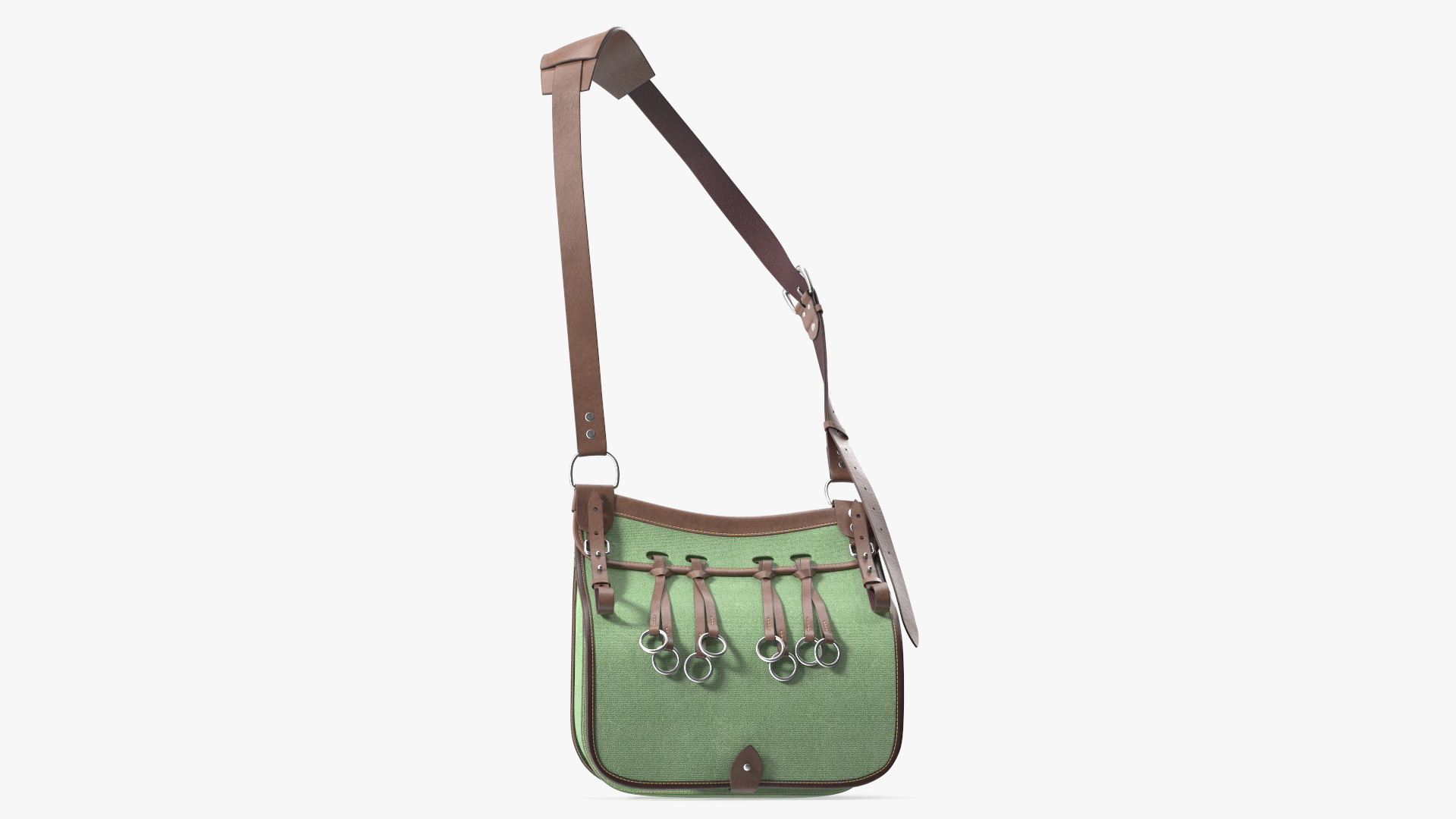 3D Green Vintage Leather Hunting Crossbody Bag model
