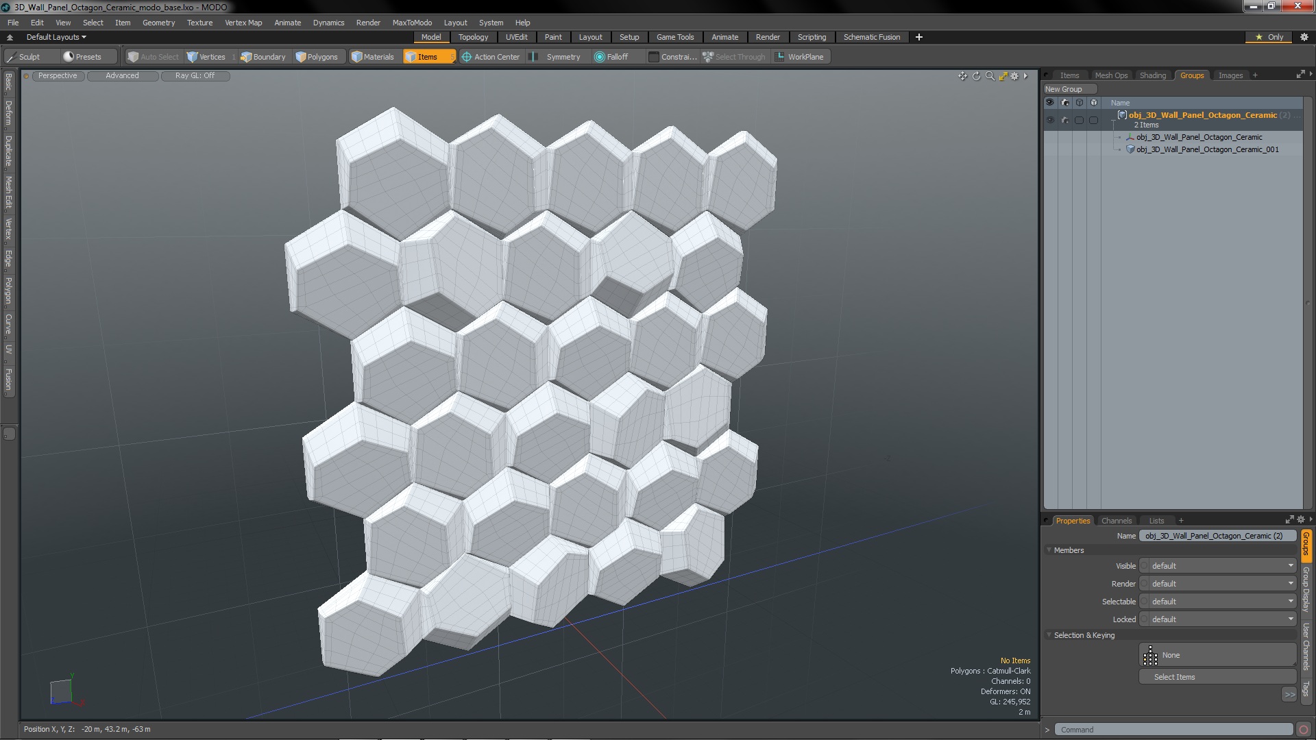 3D Wall Panel Octagon Ceramic 3D model