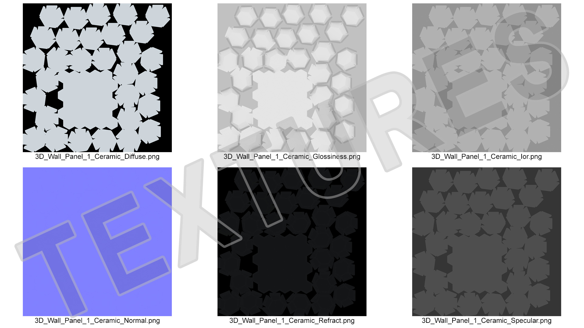 3D Wall Panel Octagon Ceramic 3D model