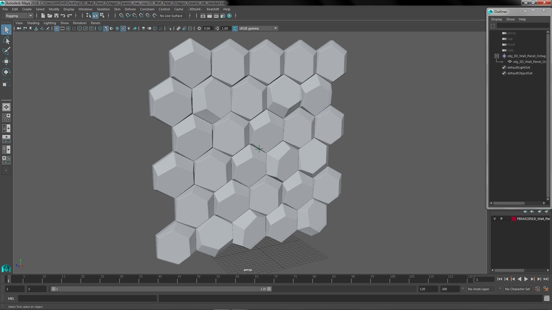 3D Wall Panel Octagon Ceramic 3D model