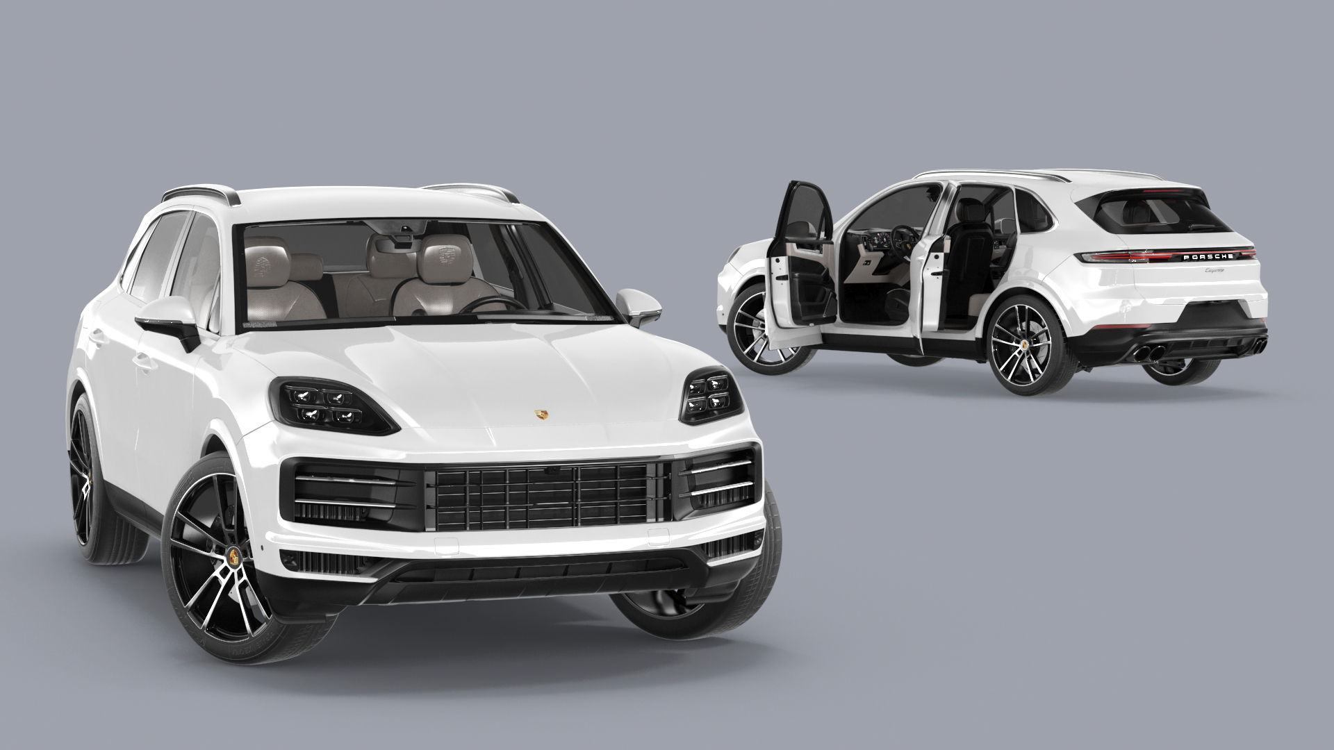 3D Porsche Cayenne 2024 Luxury SUV White Rigged for Cinema 4D model
