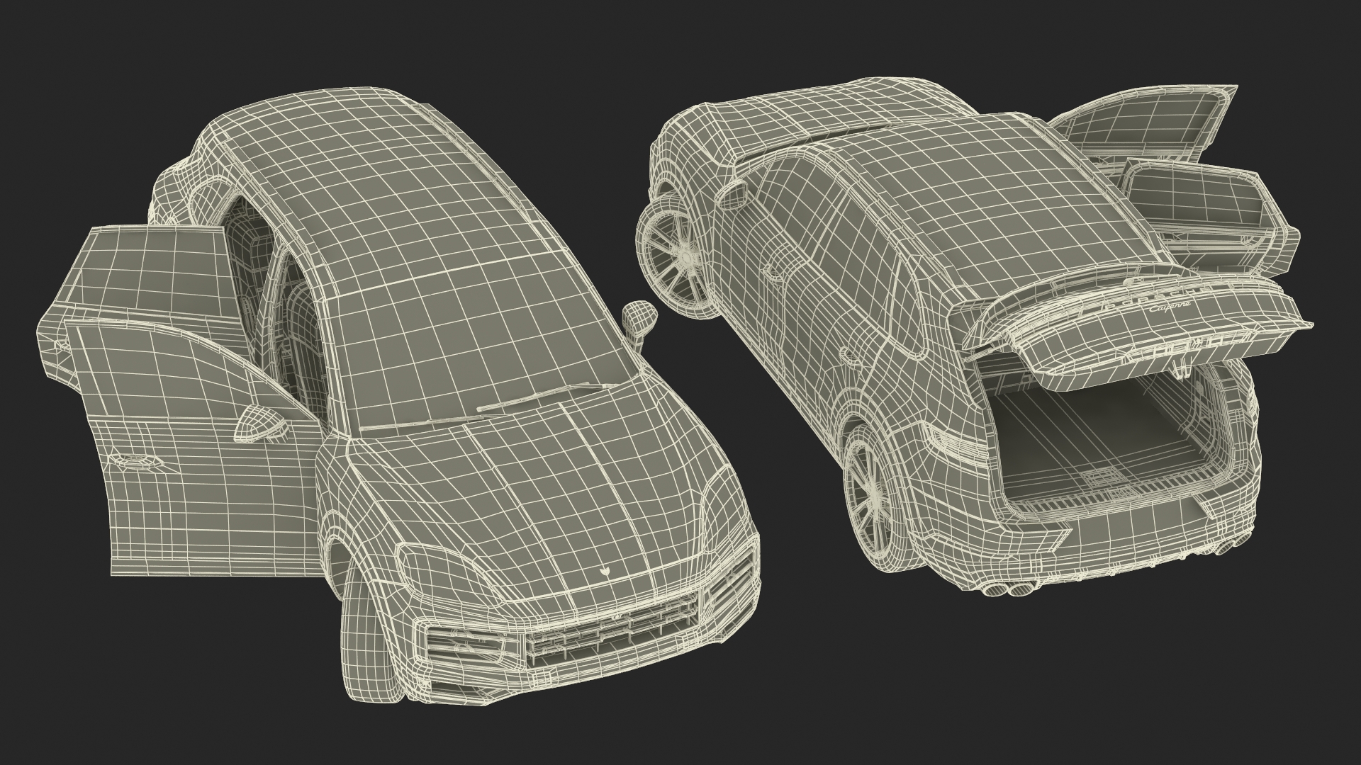 3D Porsche Cayenne 2024 Luxury SUV White Rigged for Cinema 4D model