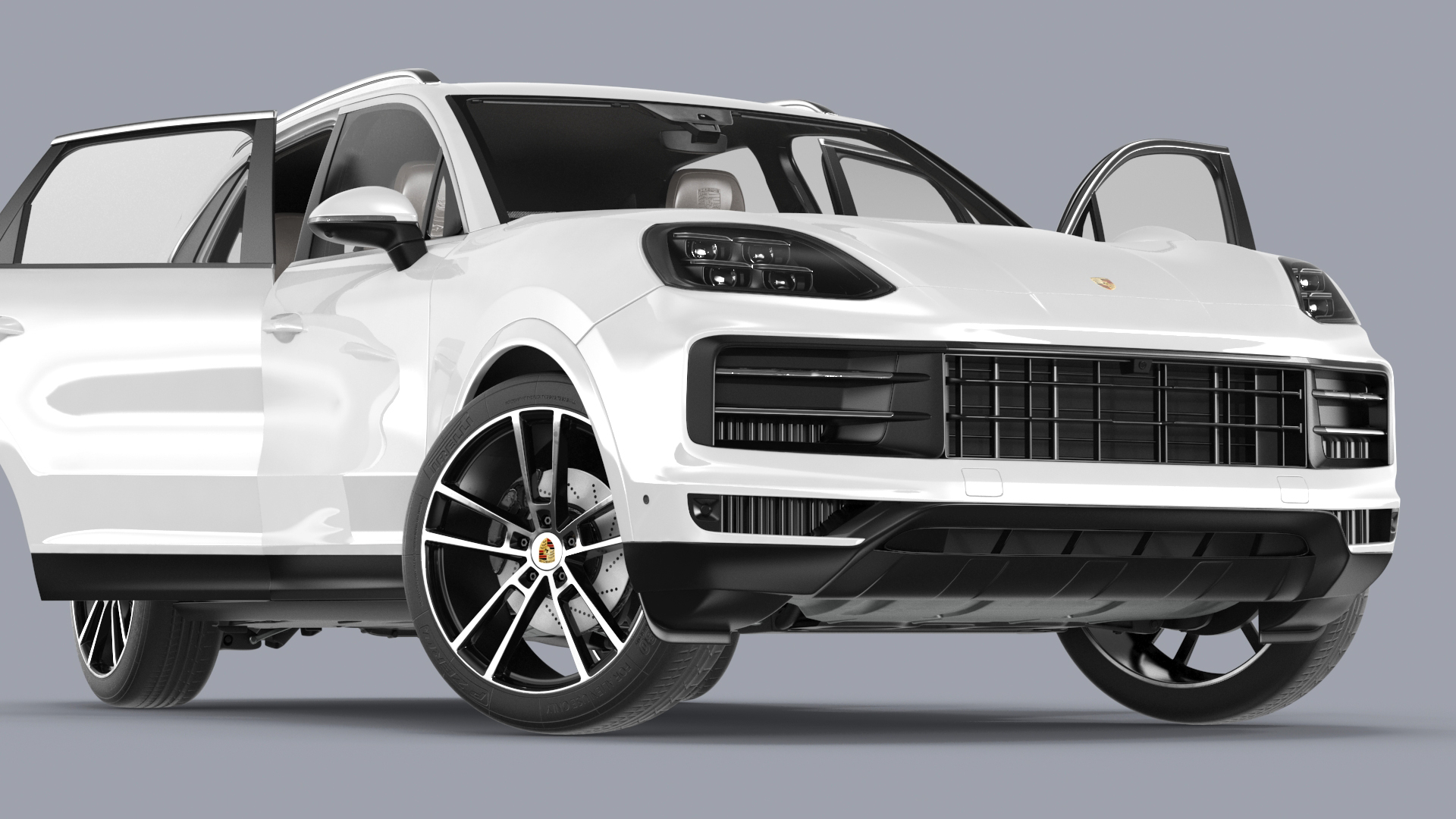 3D Porsche Cayenne 2024 Luxury SUV White Rigged for Cinema 4D model