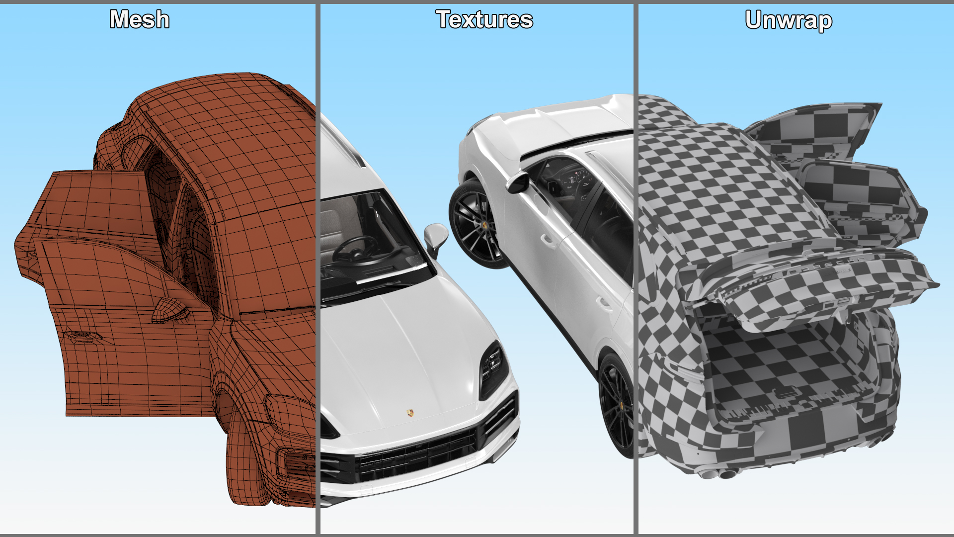 3D Porsche Cayenne 2024 Luxury SUV White Rigged for Cinema 4D model
