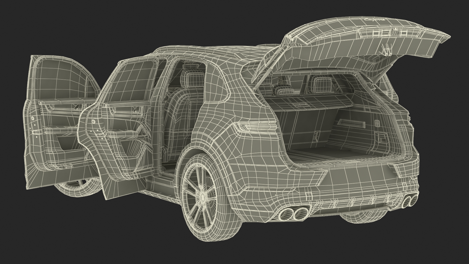 3D Porsche Cayenne 2024 Luxury SUV White Rigged for Cinema 4D model