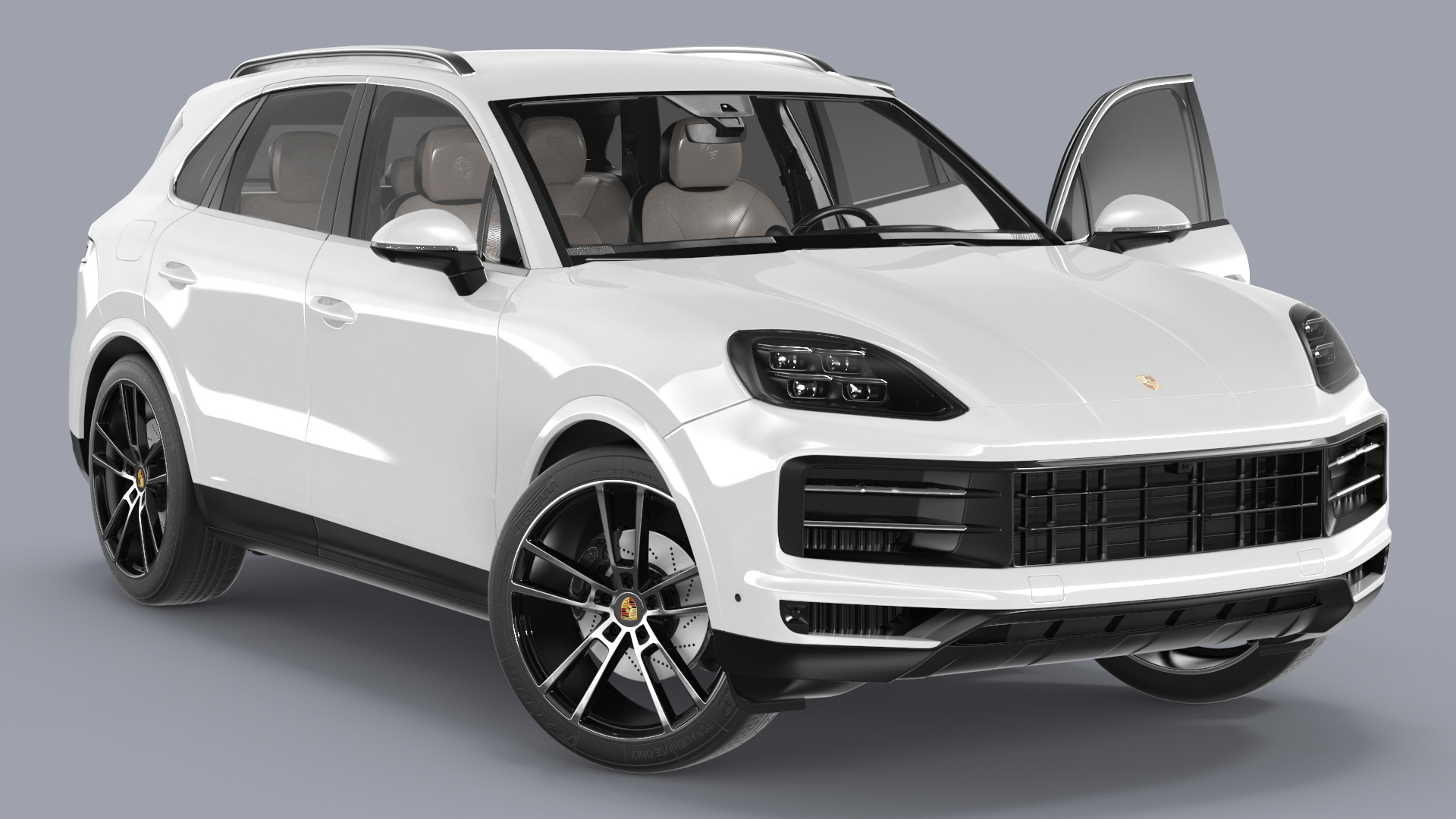 3D Porsche Cayenne 2024 Luxury SUV White Rigged for Cinema 4D model