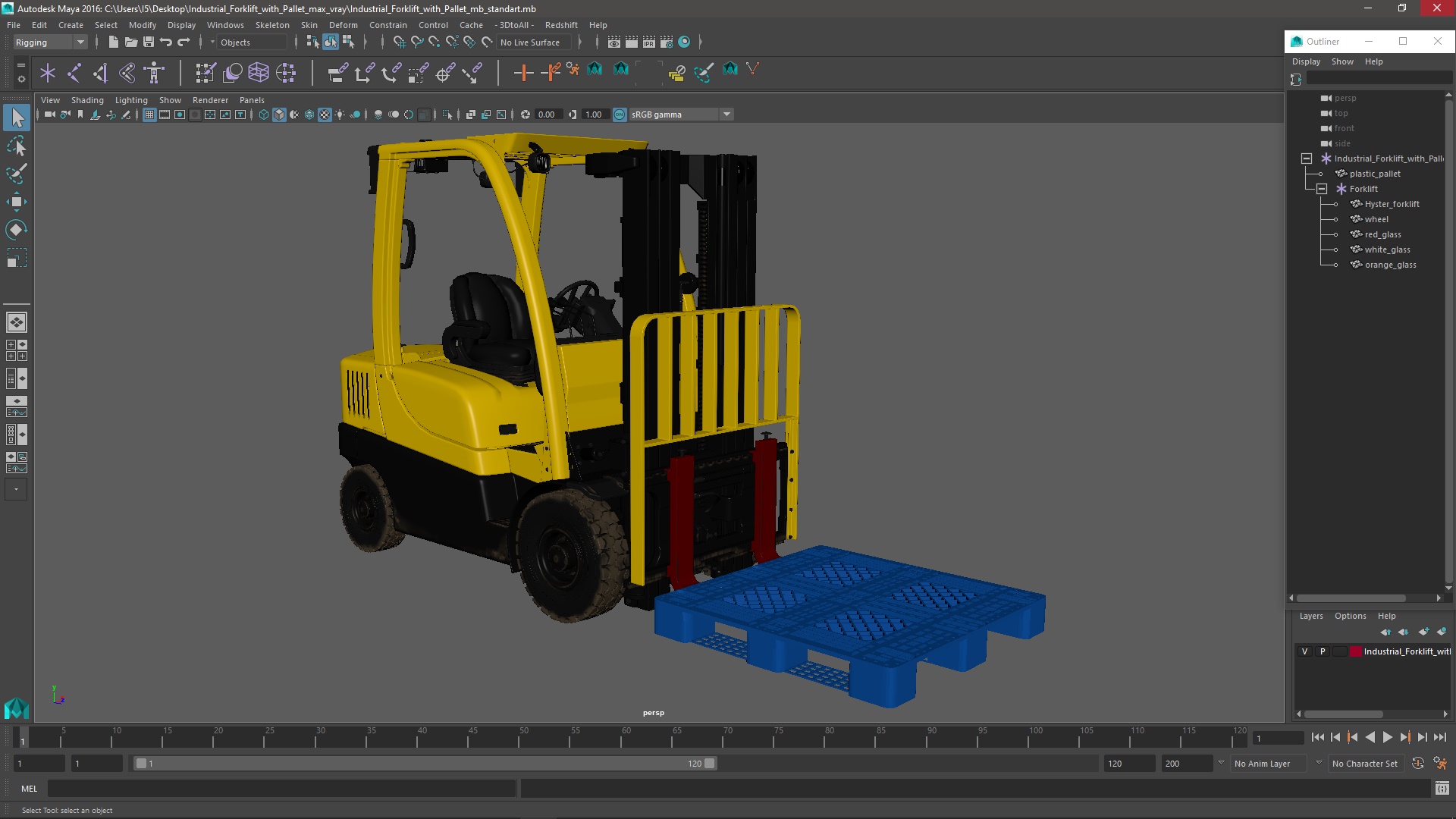 3D Industrial Forklift with Pallet