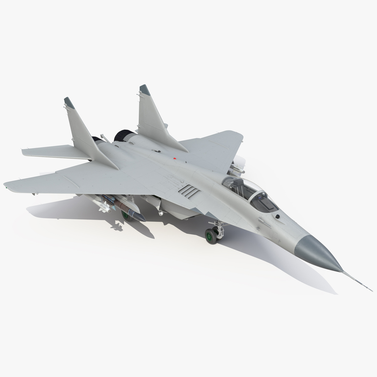 3D model MiG 29 Fighter Aircraft with X-31PM Supersonic Missile Rigged for Maya