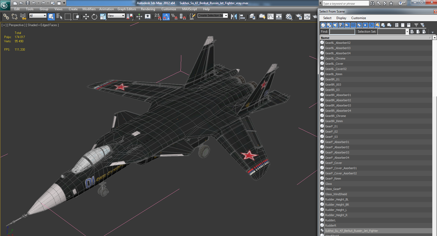 3D Sukhoi Su 47 Berkut Russin Jet Fighter model