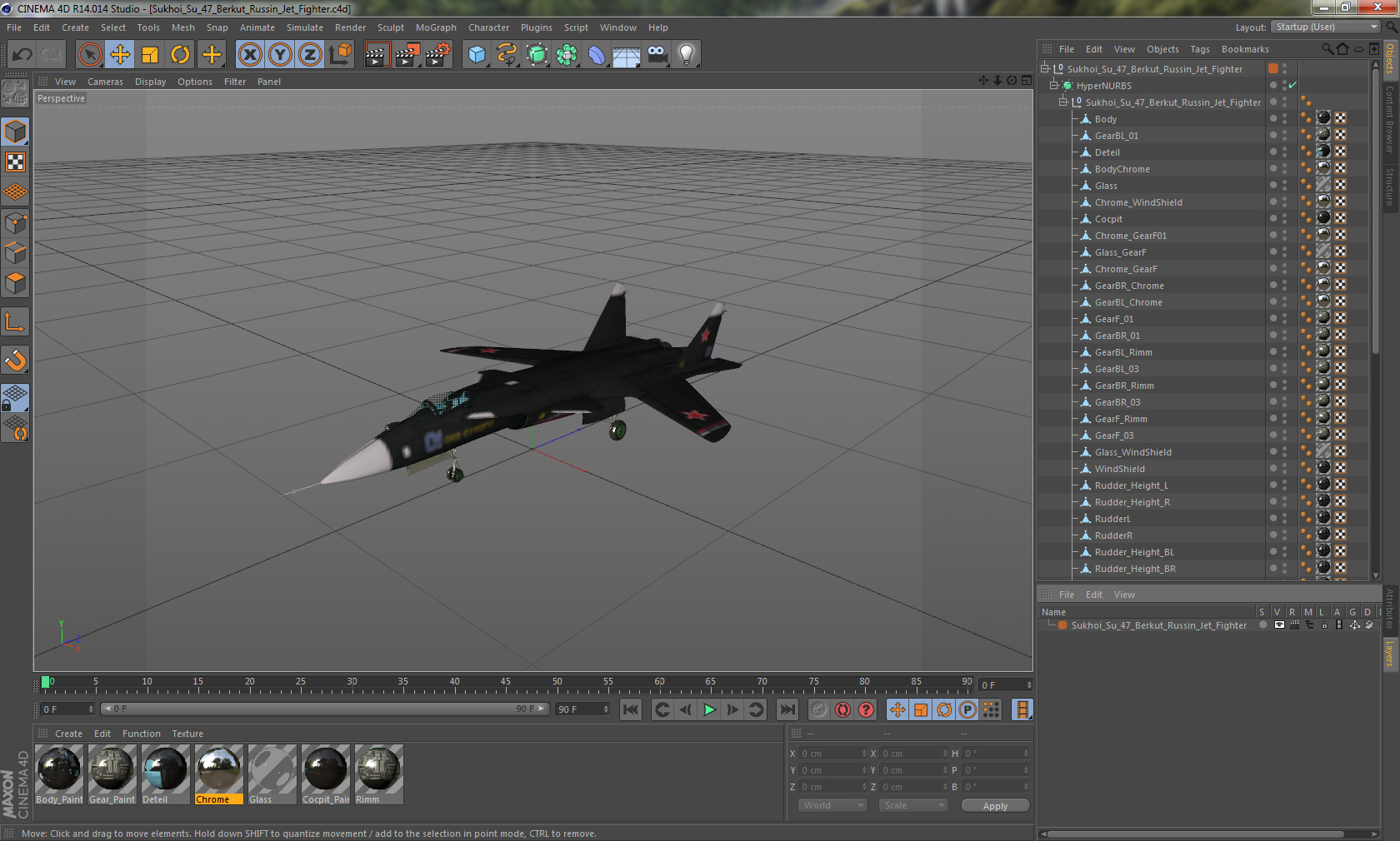 3D Sukhoi Su 47 Berkut Russin Jet Fighter model