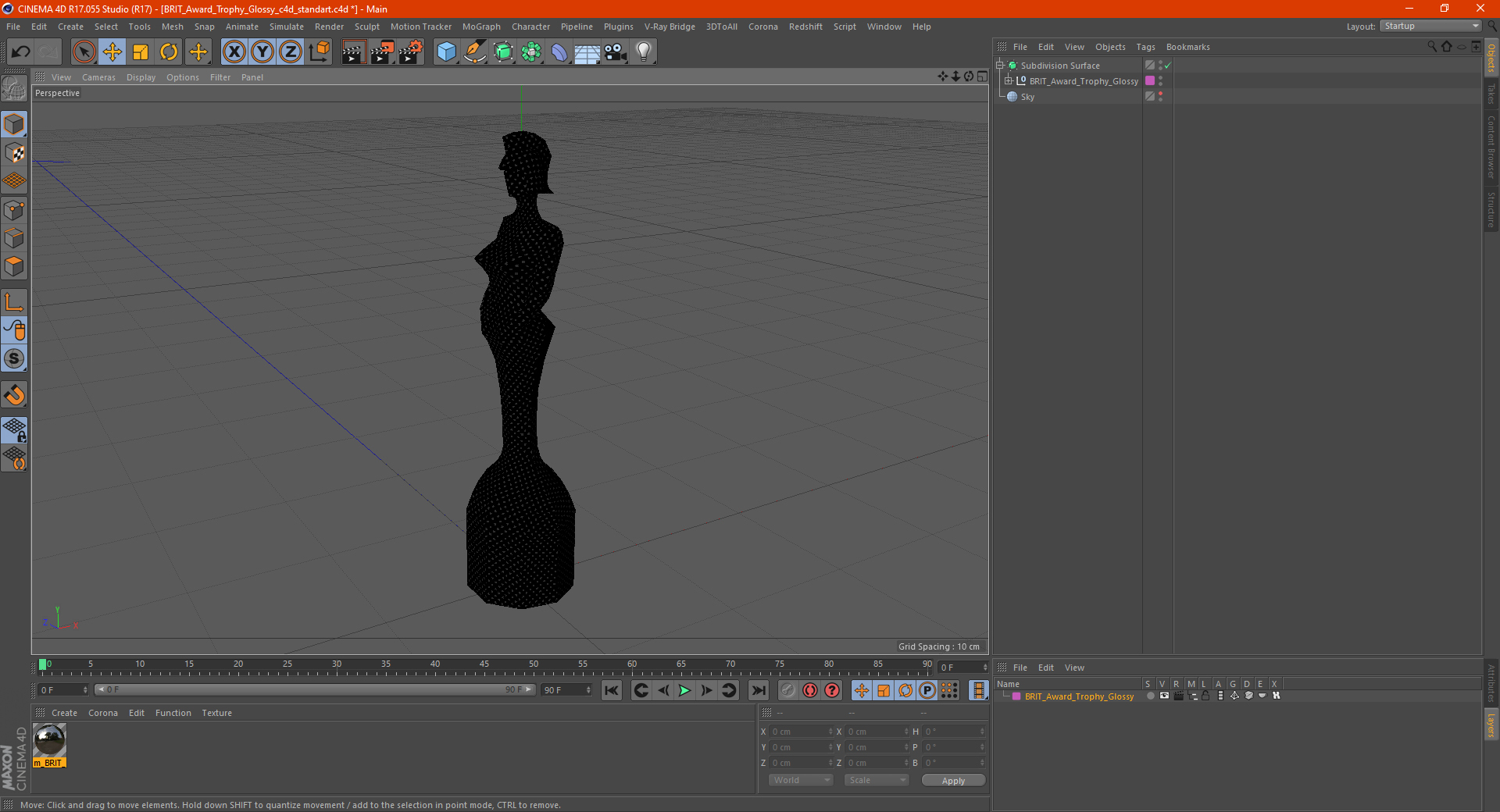 BRIT Award Trophy Glossy 3D model