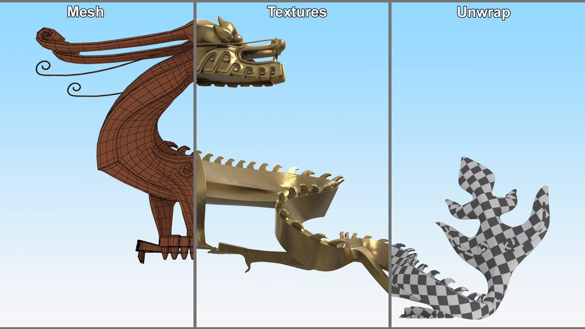 3D Chinese Dragon Statue