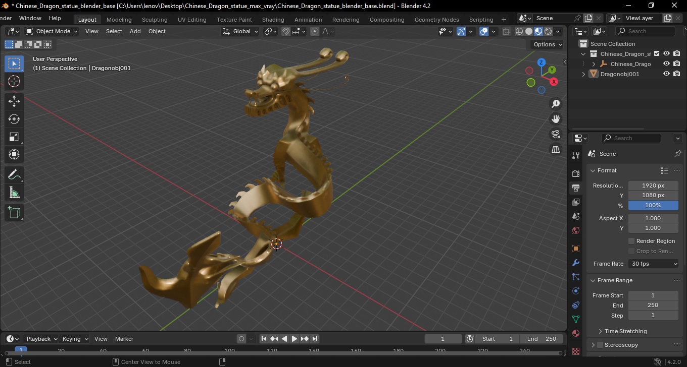3D Chinese Dragon Statue