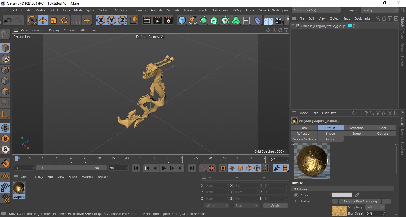 3D Chinese Dragon Statue