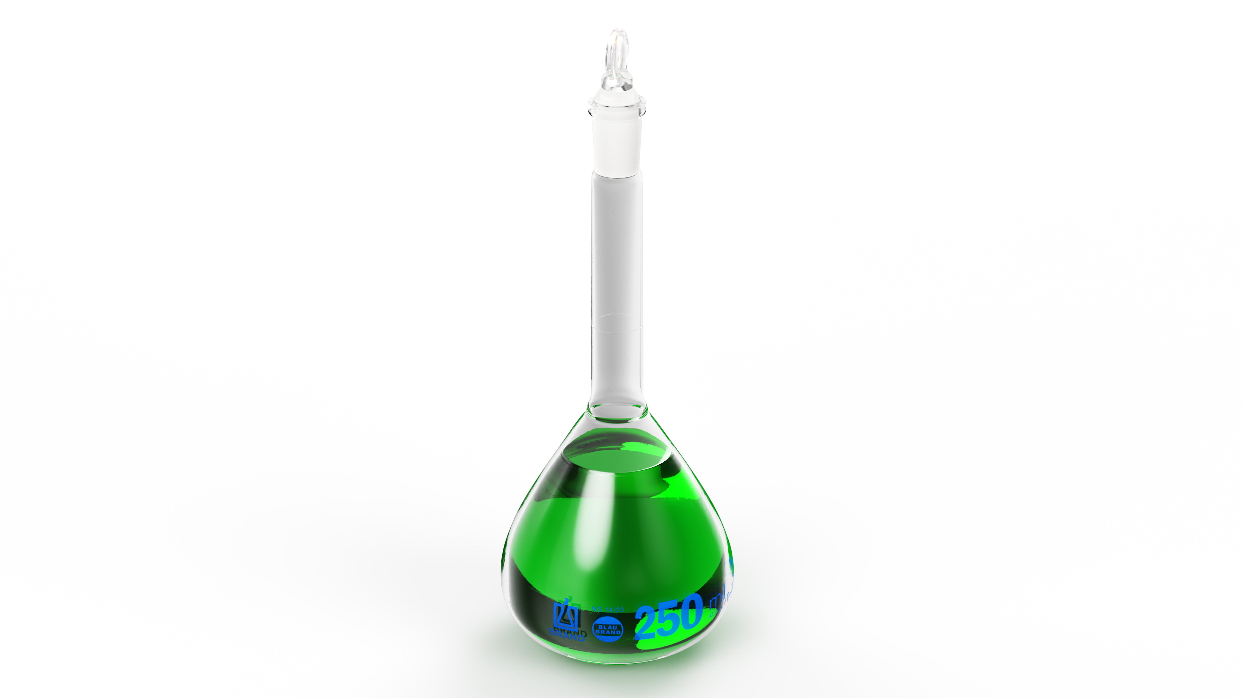 Medical Flask 250ml Filled with Green Liquor 3D model