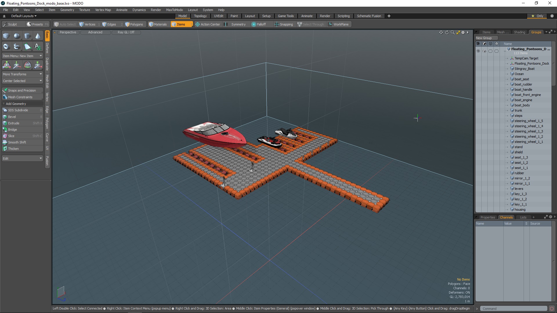 Floating Pontoons Dock 3D