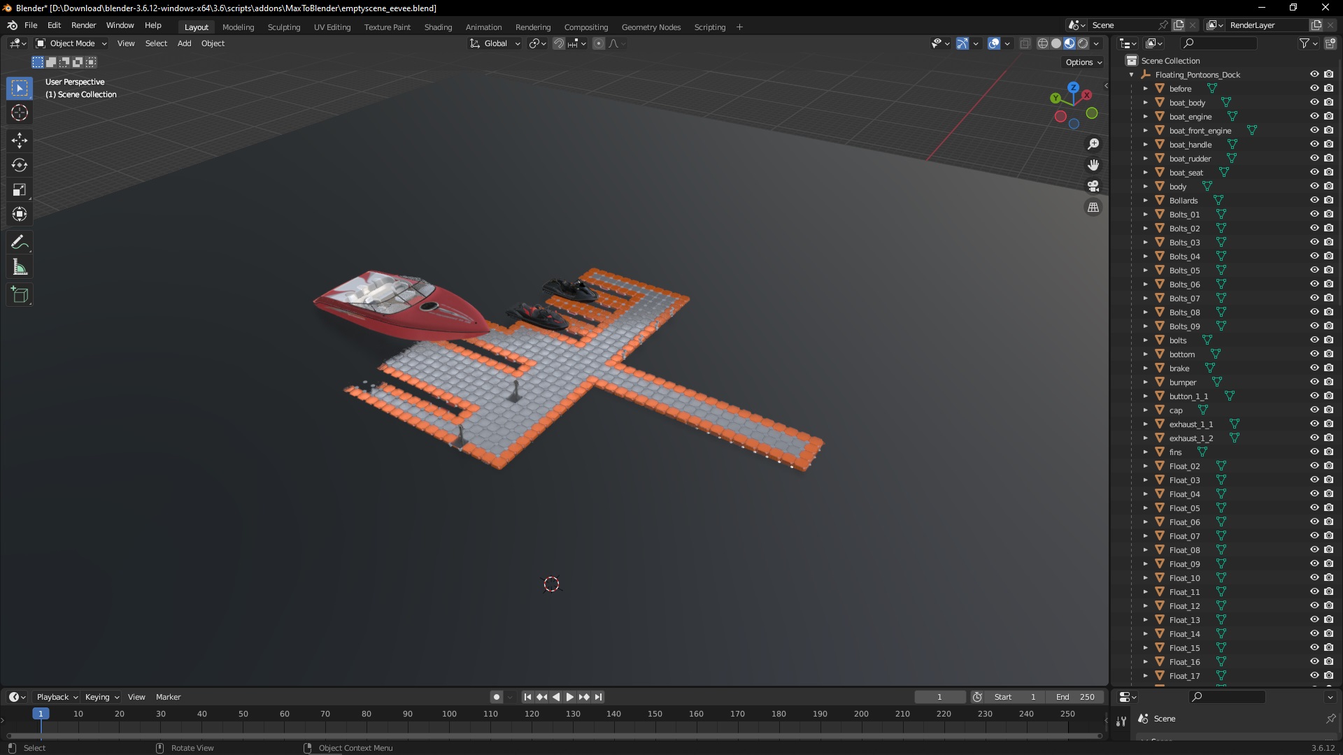 Floating Pontoons Dock 3D