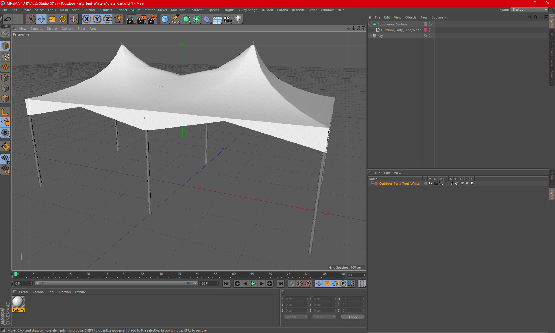 Outdoor Party Tent White 3D model