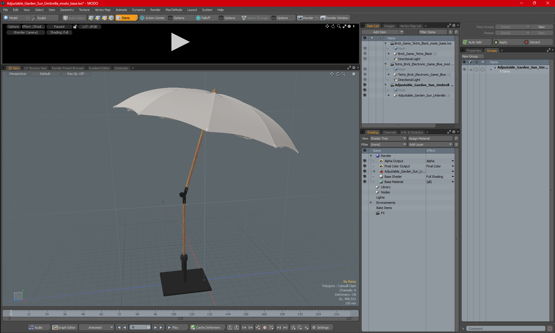 3D model Adjustable Garden Sun Umbrella